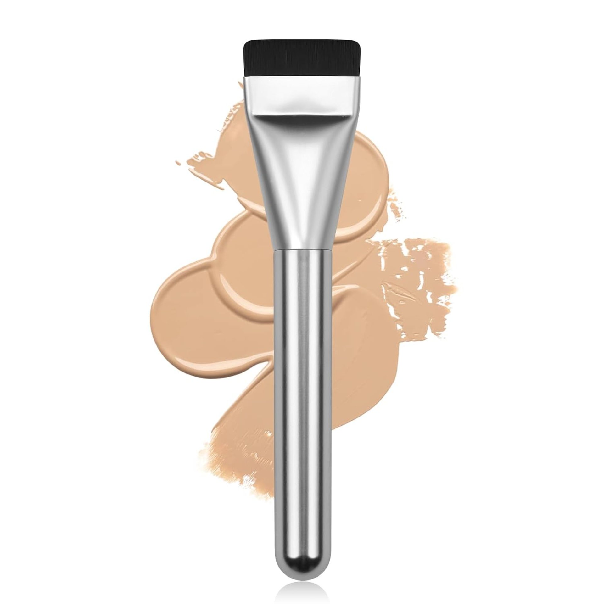 Flat Foundation Brush,Korean Makeup Brush Spatula Facial Brush for Liquid Foundation,Premium Face Makeup Brush for Blending Cream (Silver) Flat Foundation Brush,Korean Makeup Brush Spatula Facial Brush for Liquid Foundation,Premium Face Makeup Brush for Blending Cream (Silver)
