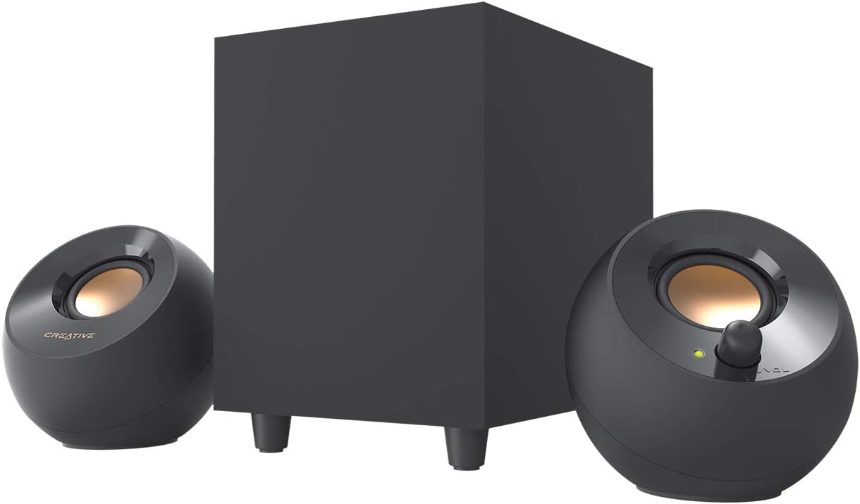 Creative Pebble Plus 2.1 USB-Powered Desktop Speakers with Powerful Down-Firing Subwoofer and Far-Field Drivers, Up to 8W RMS Total Power for Computer PCs and Laptops (Black) Creative Pebble Plus 2.1 USB-Powered Desktop Speakers with Powerful Down-Firing Subwoofer and Far-Field Drivers, Up to 8W RMS Total Power for Computer PCs and Laptops (Black)