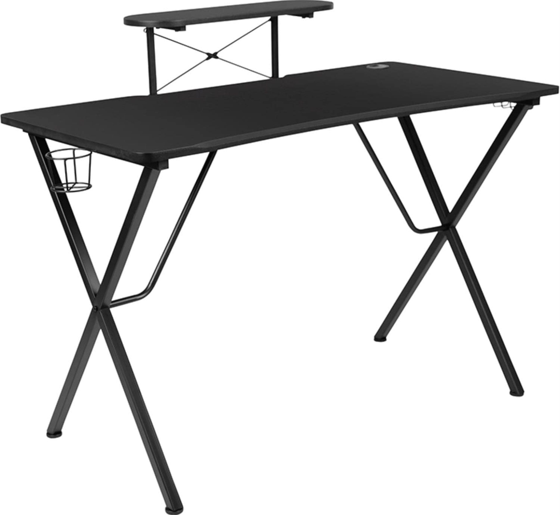 Flash Furniture Mallot Black Gaming Desk with Cup Holder, Headphone Hook, and Monitor/Smartphone Stand Flash Furniture Mallot Black Gaming Desk with Cup Holder, Headphone Hook, and Monitor/Smartphone Stand