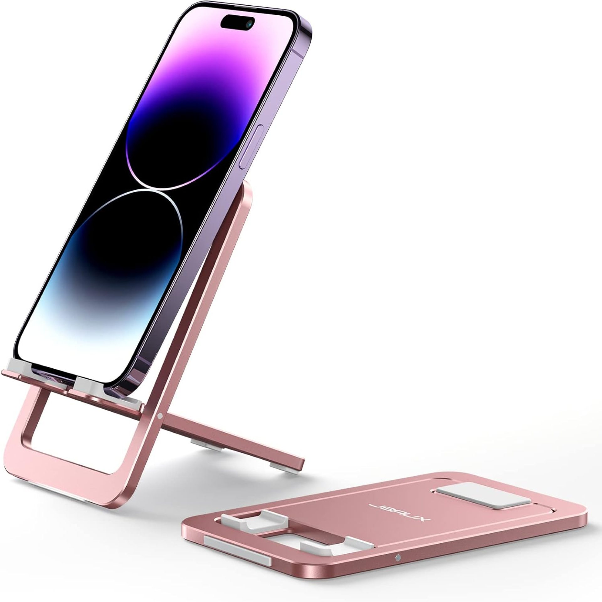 JSAUX Cell Phone Stand, Foldable Aluminum Adjustable Phone Holder for Desk Portable Travel Holder Office Desk Accessories Compatible for iPhone 15 14 13 12 11 Pro Max X Samsung S24 S23 Steam Deck Pink JSAUX Cell Phone Stand, Foldable Aluminum Adjustable Phone Holder for Desk Portable Travel Holder Office Desk Accessories Compatible for iPhone 15 14 13 12 11 Pro Max X Samsung S24 S23 Steam Deck Pink