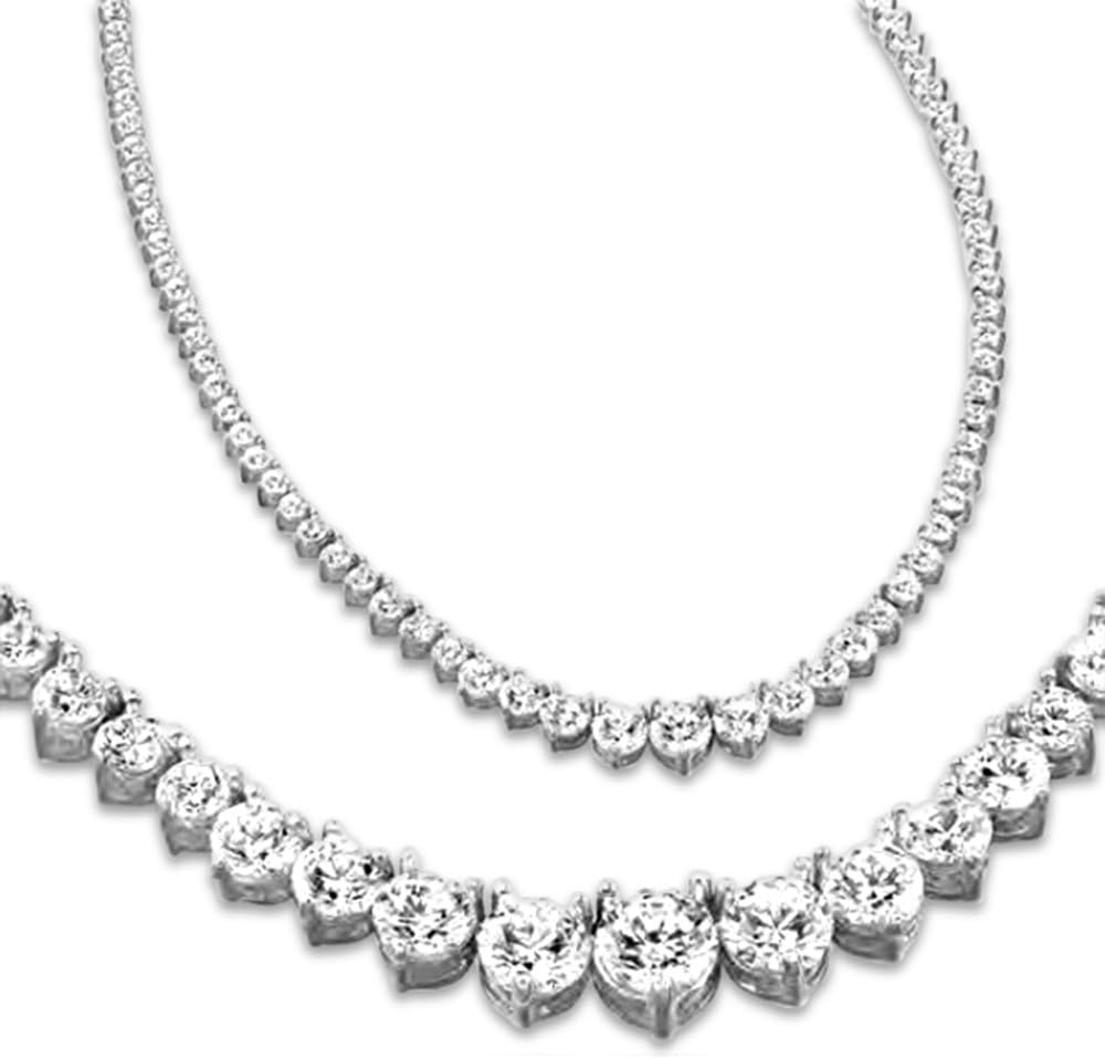 3-15 Carat Round 14K White Gold 17 “Graduate Diamond Tennis Riviera Necklace (J-K Color, I1-I2 Clarity) Graduating Value Collection 3 Prong 3-15 Carat Round 14K White Gold 17 “Graduate Diamond Tennis Riviera Necklace (J-K Color, I1-I2 Clarity) Graduating Value Collection 3 Prong