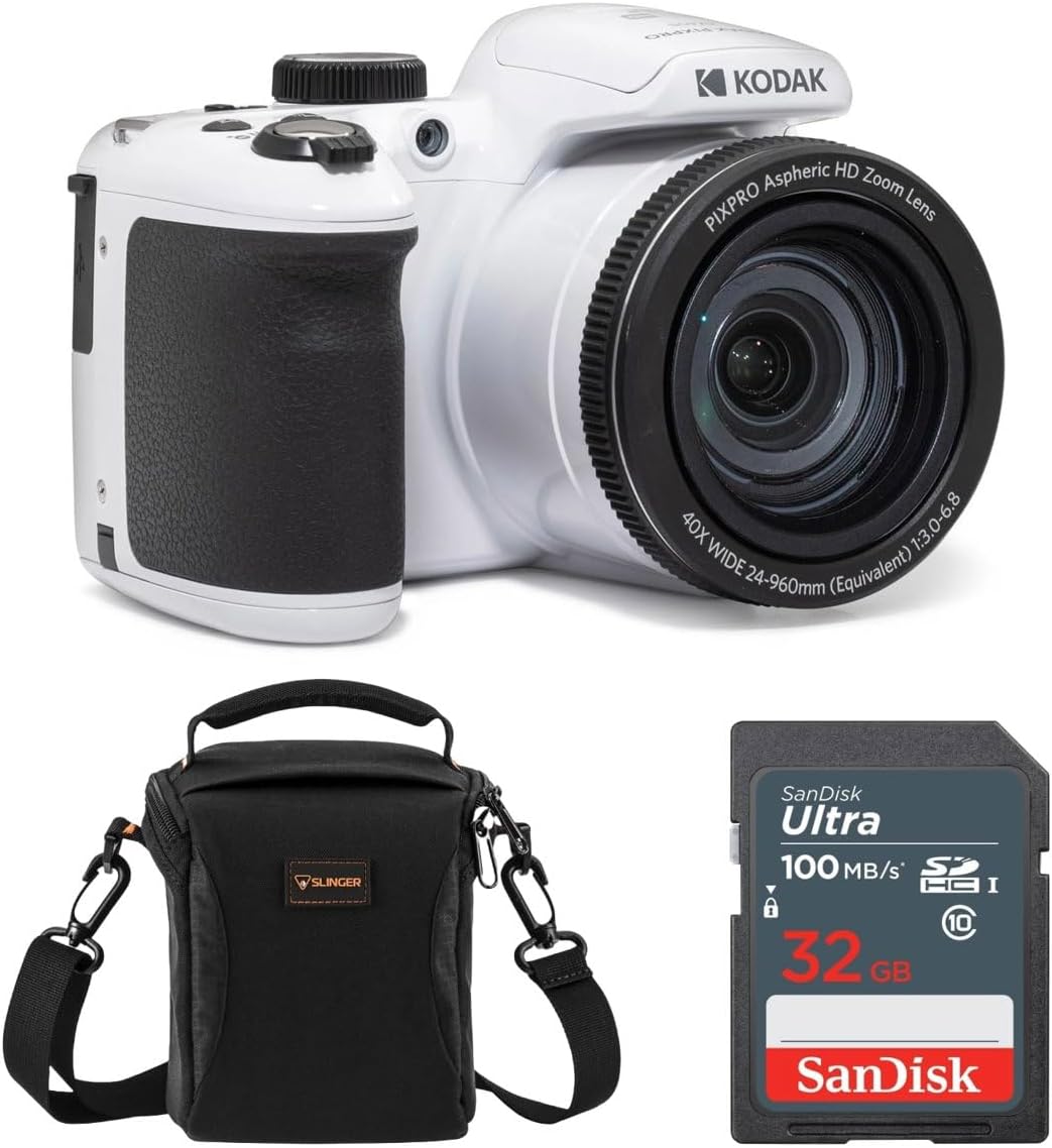 Kodak PIXPRO AZ405 Astro Zoom 20MP Full HD Digital Camera, White, Bundle with 32GB Memory Card and Camera Bag Kodak PIXPRO AZ405 Astro Zoom 20MP Full HD Digital Camera, White, Bundle with 32GB Memory Card and Camera Bag