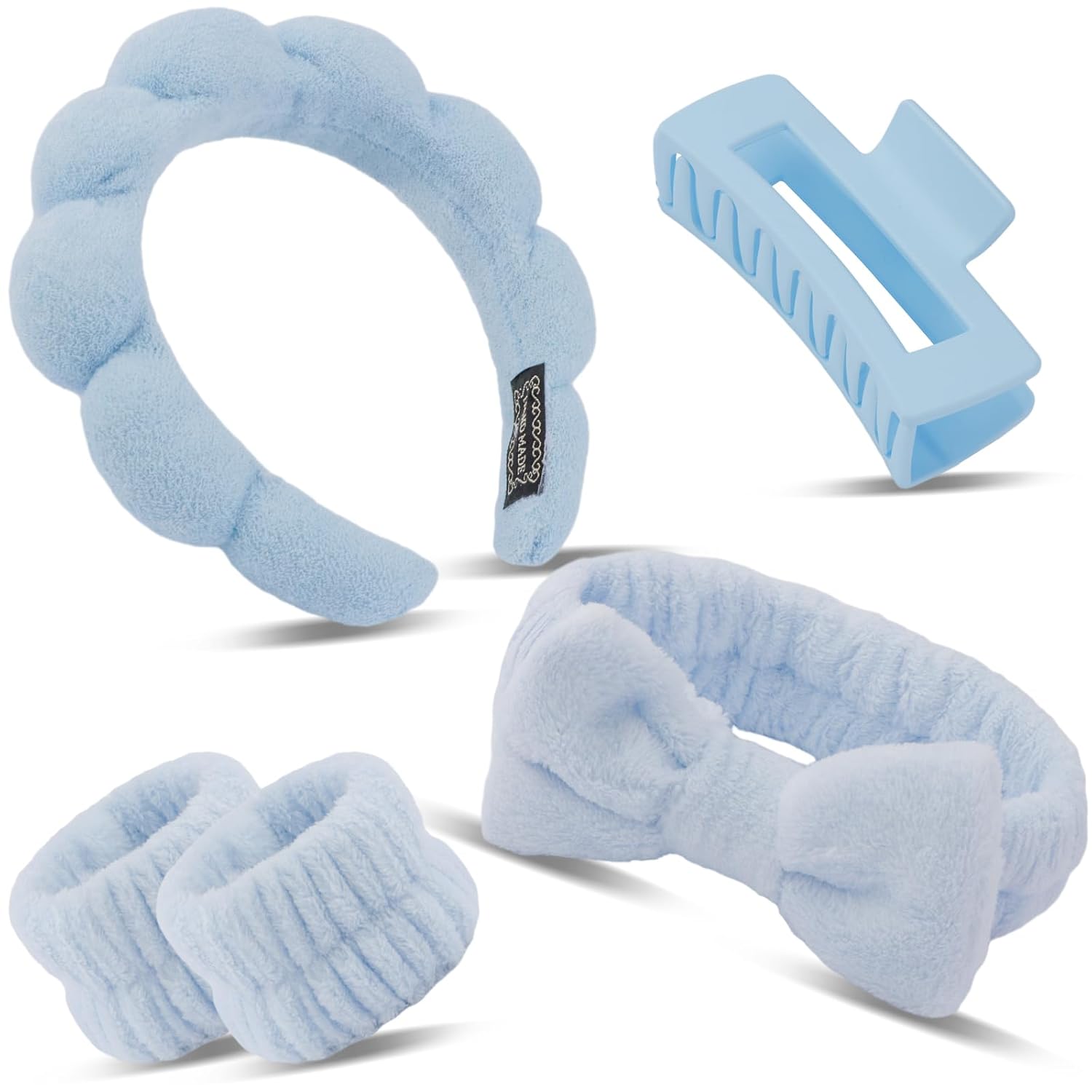 Canitor Spa Headband Wrist Bands Set with Hair Clips Skincare Headband for Washing Face Skin Care Puffy Makeup Headband Preppy Teen Girl Gifts Cute Trendy Stuff Hair Accessories for Women (blue) Canitor Spa Headband Wrist Bands Set with Hair Clips Skincare Headband for Washing Face Skin Care Puffy Makeup Headband Preppy Teen Girl Gifts Cute Trendy Stuff Hair Accessories for Women (blue)