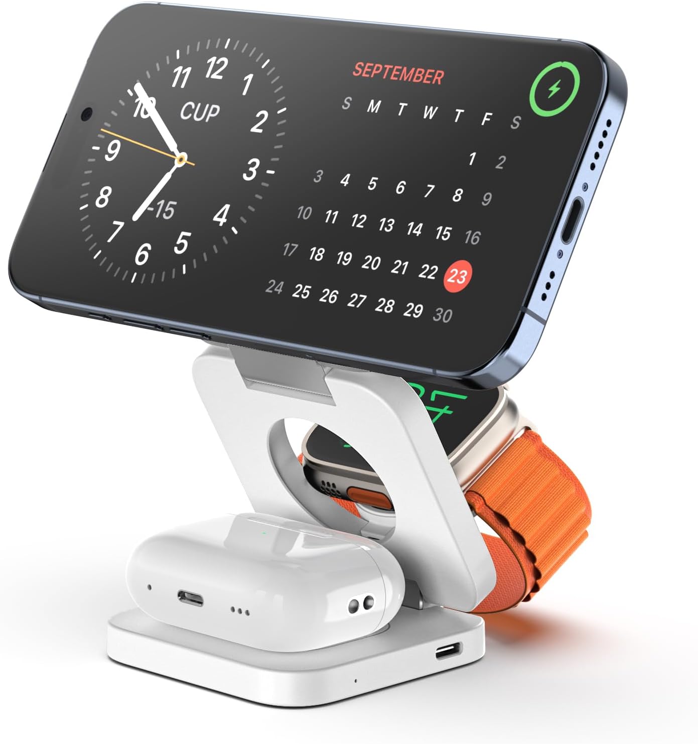 Fast Wireless Charger, Magnetic Foldable 3 in 1 Charging Station for iPhone 16/15/14/13/12/Pro/Plus/Pro Max, 5W Portable Charger for Apple Watch9/8/7/6/5/4/3/SE, for Airpods3/2/Pro-White Fast Wireless Charger, Magnetic Foldable 3 in 1 Charging Station for iPhone 16/15/14/13/12/Pro/Plus/Pro Max, 5W Portable Charger for Apple Watch9/8/7/6/5/4/3/SE, for Airpods3/2/Pro-White
