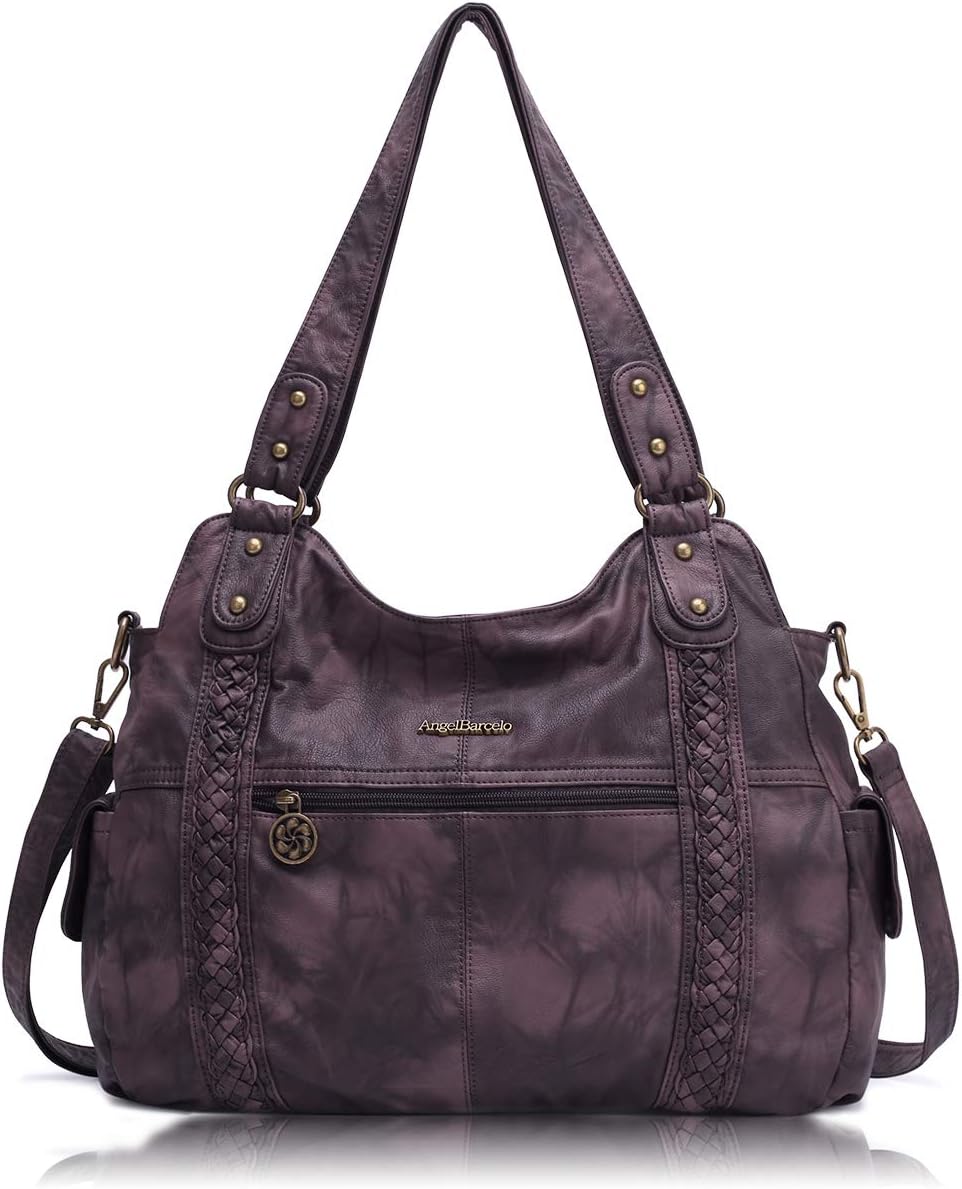 Angel Barcelo Roomy Fashion Hobo Womens Handbags Ladies Purse Satchel Shoulder Bags Tote Washed Leather Bag Angel Barcelo Roomy Fashion Hobo Womens Handbags Ladies Purse Satchel Shoulder Bags Tote Washed Leather Bag