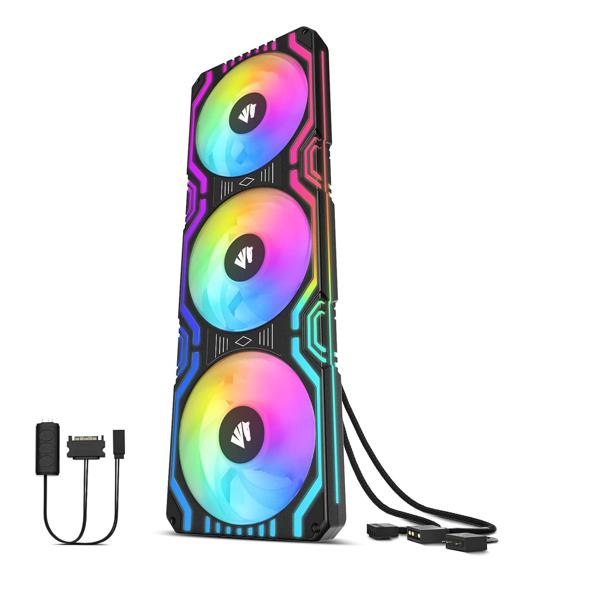 Asiahorse Matrix-Black 56 Addressable LEDs RGB Fans, 360MM All-in-One Square Frame Integrated RGB Case Fan with MB Sync/Analog Controller, PWM Control Fan for Computer Case and Liquid Cooling System Asiahorse Matrix-Black 56 Addressable LEDs RGB Fans, 360MM All-in-One Square Frame Integrated RGB Case Fan with MB Sync/Analog Controller, PWM Control Fan for Computer Case and Liquid Cooling System