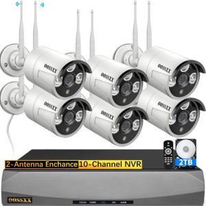 (Dual Antennas for Wi-Fi Enhanced) AI Human Detected 2-Antennas Enhance Outdoor Wireless Security Camera System WiFi Video Surveillance System