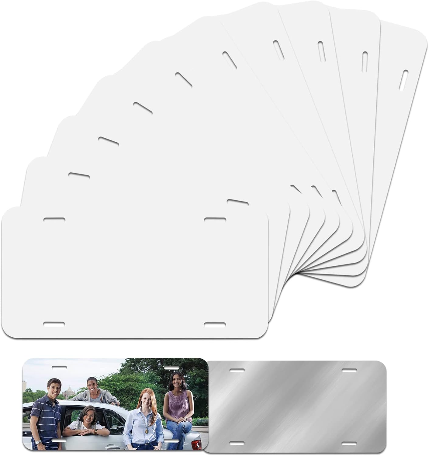 10 Pack Sublimation License Plate Blanks,Heat Thermal Transfer Sheet DIY Picture Sublimation Blank,Metal Aluminum Automotive License Plate Plates Tag for Custom Design Work – White 10 Pack Sublimation License Plate Blanks,Heat Thermal Transfer Sheet DIY Picture Sublimation Blank,Metal Aluminum Automotive License Plate Plates Tag for Custom Design Work – White