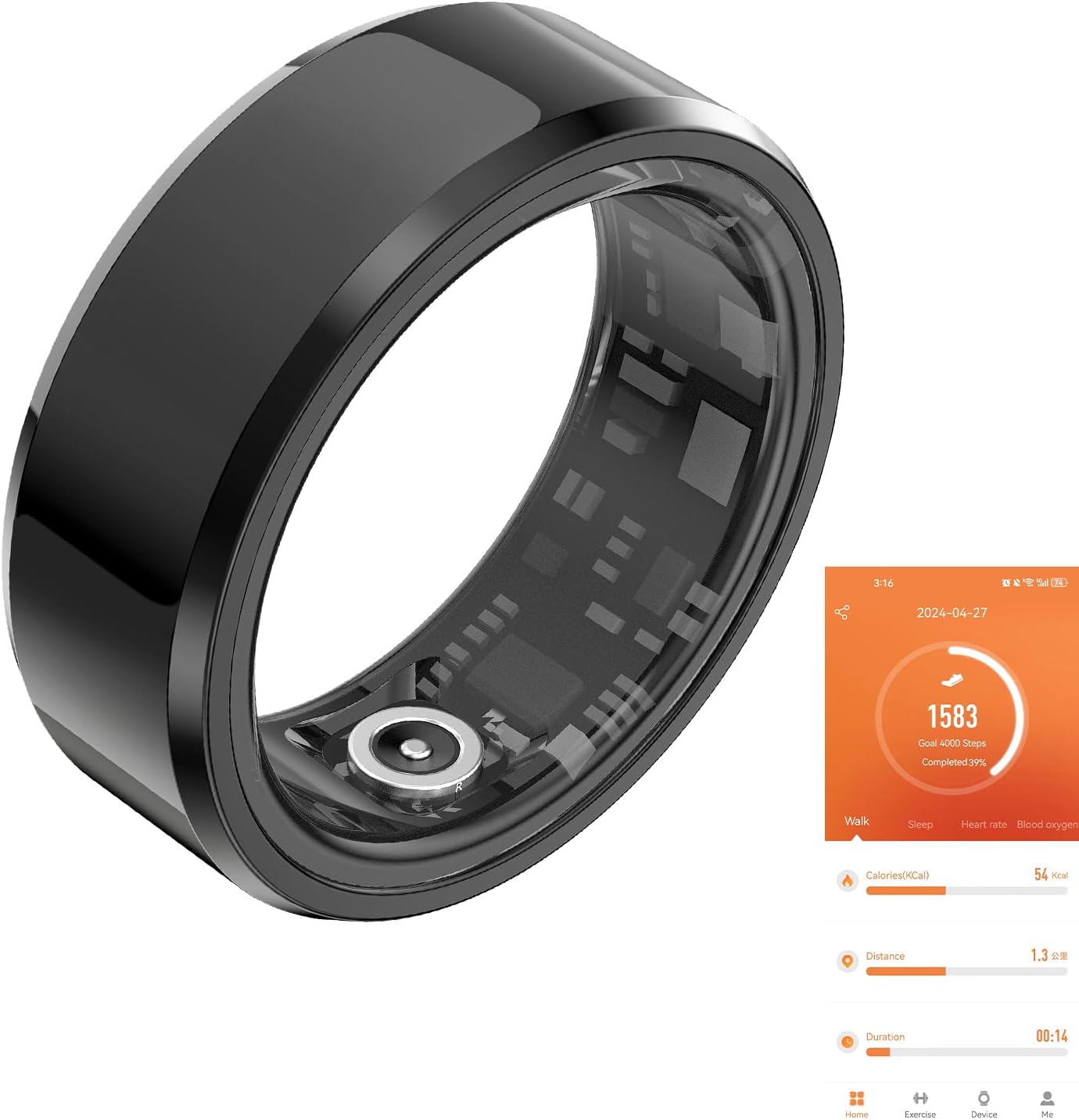 Fitness Tracker Smart Ring, Step Counter for Walking, Heart Rate Blood Oxygen Calorie Sleep Tracker Health Ring, IP68 Waterproof Design, Stainless Steel, 5-7 Days Battery Life Fitness Tracker Smart Ring, Step Counter for Walking, Heart Rate Blood Oxygen Calorie Sleep Tracker Health Ring, IP68 Waterproof Design, Stainless Steel, 5-7 Days Battery Life