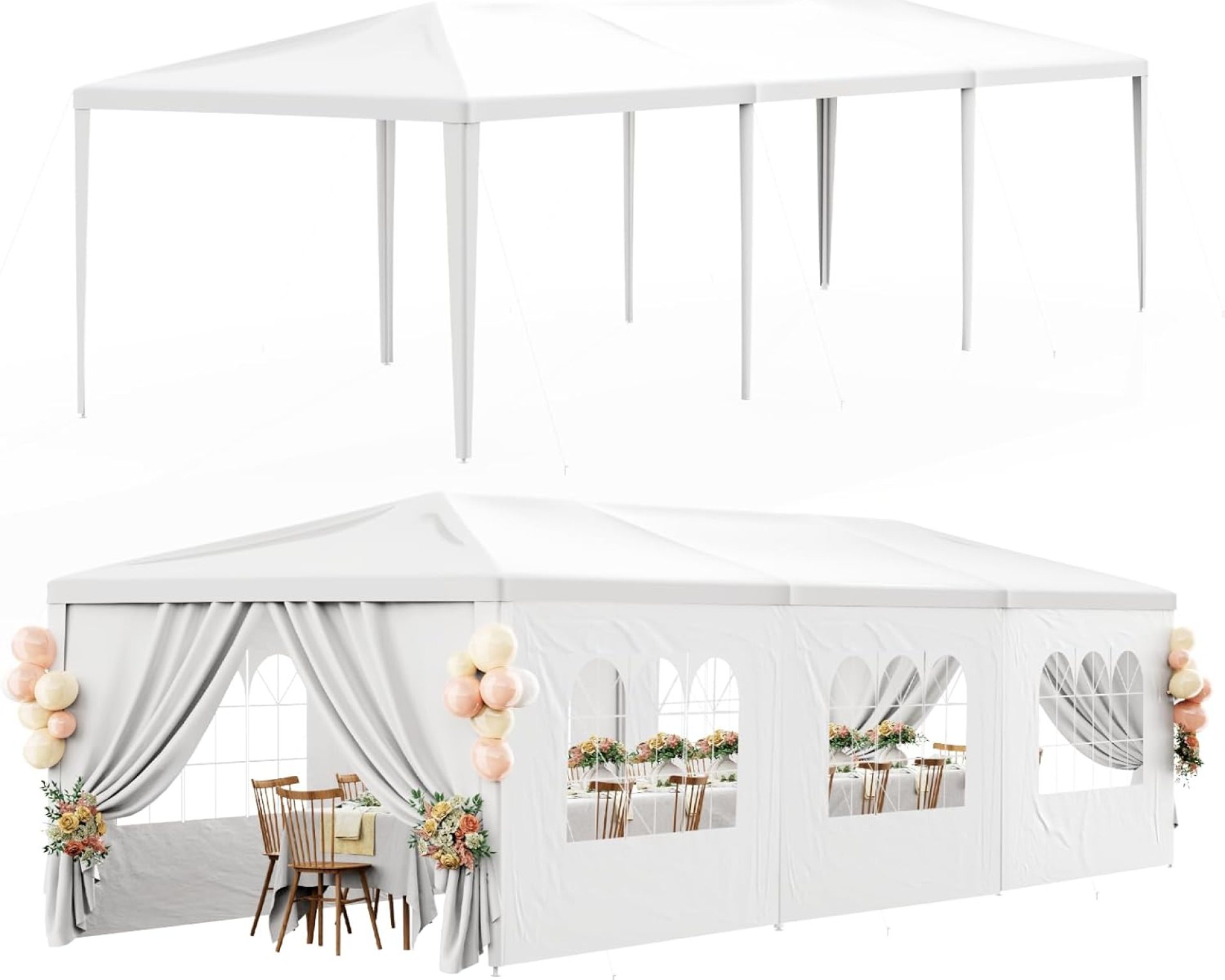White Party Tent 10×30 Outdoor Canopy Tent with 8 Removable Sidewalls Heavy Duty Wedding Events Tents for Parties Waterproof Patio Gazebo Shelter for Birthday Graduation Backyard White Party Tent 10×30 Outdoor Canopy Tent with 8 Removable Sidewalls Heavy Duty Wedding Events Tents for Parties Waterproof Patio Gazebo Shelter for Birthday Graduation Backyard