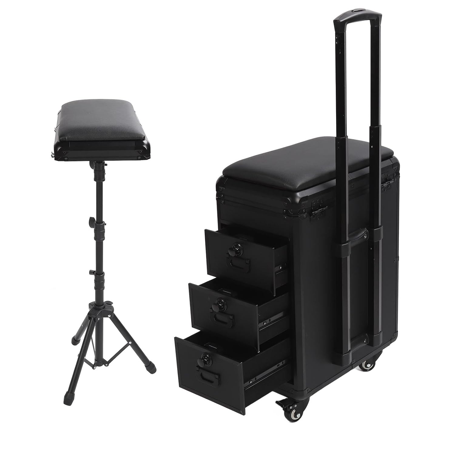 3 In 1 Rolling Makeup Train Case,Rolling Makeup Case Train Case,High Capacity Aluminum Alloy Adjustable Handle Cosmetic Tool Chest for Artists Stylists 3 In 1 Rolling Makeup Train Case,Rolling Makeup Case Train Case,High Capacity Aluminum Alloy Adjustable Handle Cosmetic Tool Chest for Artists Stylists