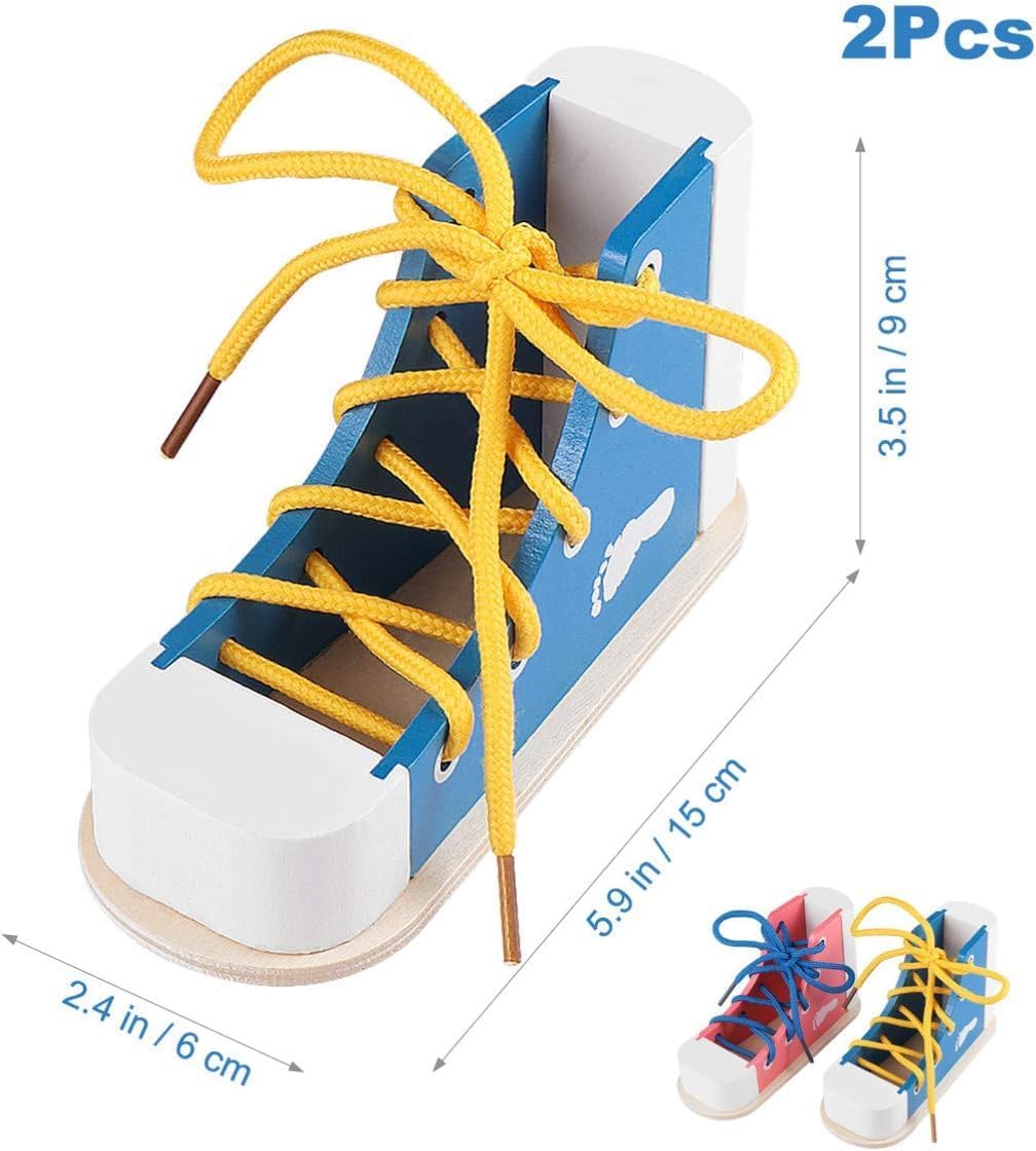 Learn to Tie Shoes for Kids with Wooden Lacing Shoe Tying Kids Shoe Tying Practice Kit with Wooden Toys Blue Learn to Tie Shoes for Kids with Wooden Lacing Shoe Tying Kids Shoe Tying Practice Kit with Wooden Toys Blue