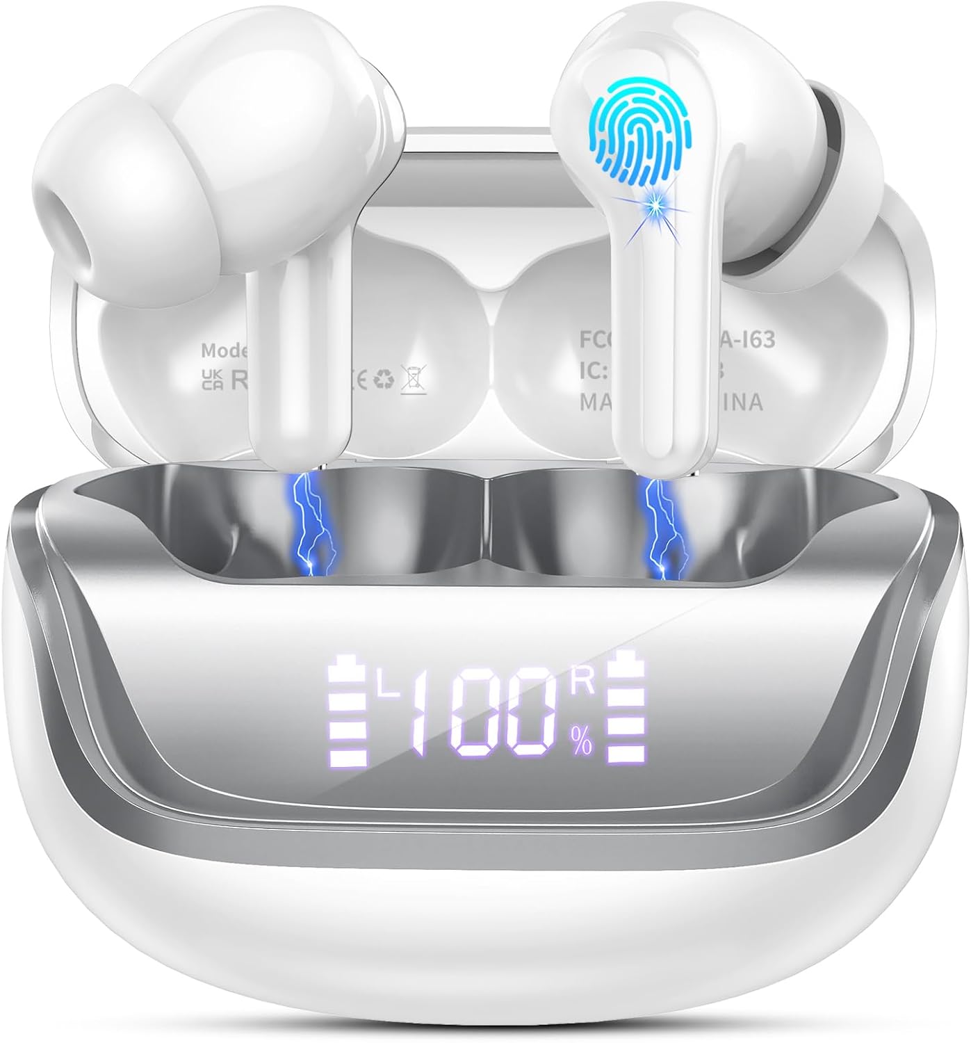 Wireless Earbuds, Bluetooth 5.4 Headphones Deep Bass Stereo, in-Ear Earphones with ENC Noise Canceling Mics, 45H Playtime Ear Buds Dual LED Display, IP7 Waterproof Wireless Headphones for Android iOS Wireless Earbuds, Bluetooth 5.4 Headphones Deep Bass Stereo, in-Ear Earphones with ENC Noise Canceling Mics, 45H Playtime Ear Buds Dual LED Display, IP7 Waterproof Wireless Headphones for Android iOS