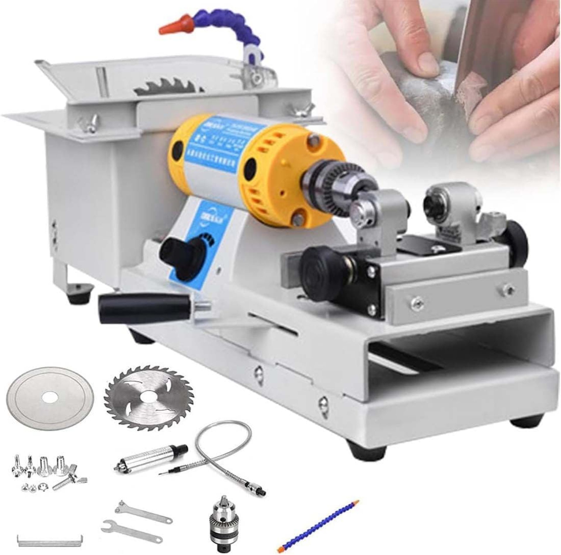 Jewelry Lapidary Saw for Cutting Rocks, Mini Table Saws Grinder Polishing Machine 0-10000r/Min with Flexible Shaft, Benchtop Jewelry Tools Gemstone Saw Cutting Jade Jewelry Lapidary Saw for Cutting Rocks, Mini Table Saws Grinder Polishing Machine 0-10000r/Min with Flexible Shaft, Benchtop Jewelry Tools Gemstone Saw Cutting Jade