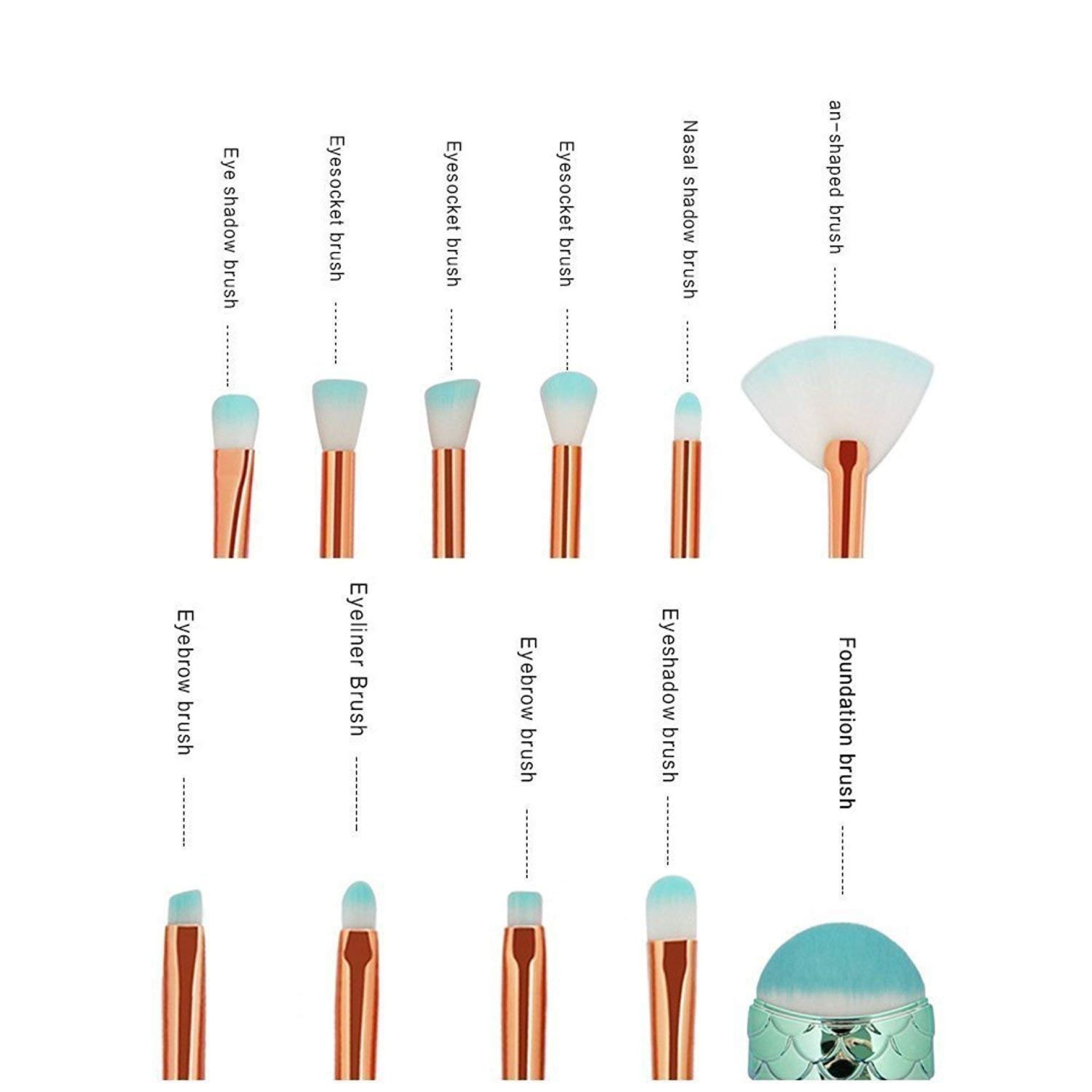 Funfunman Makeup Brushes 11PCS Make Up Foundation Eyebrow Eyeliner Blush Cosmetic Concealer Brushes(Mermaid Colorful) Funfunman Makeup Brushes 11PCS Make Up Foundation Eyebrow Eyeliner Blush Cosmetic Concealer Brushes(Mermaid Colorful)