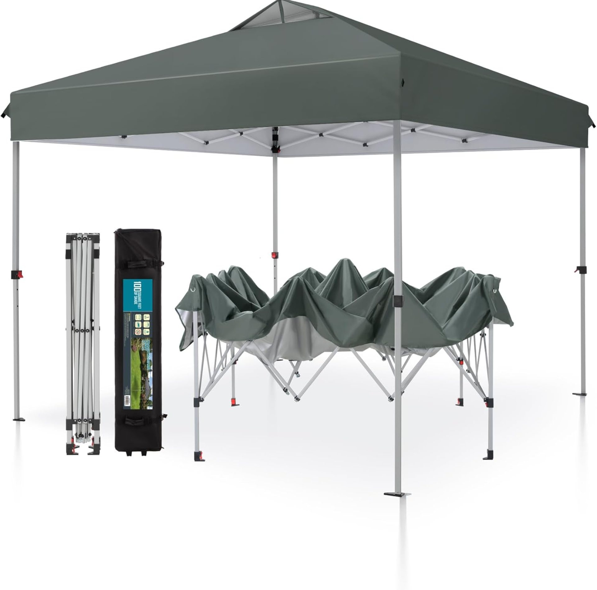 PHI VILLA Pop Up Canopy 10 10 Tents for Parties with Wheeled Bag, Portable Lightweight Folding w/Adjustable Height,Grey PHI VILLA Pop Up Canopy 10 10 Tents for Parties with Wheeled Bag, Portable Lightweight Folding w/Adjustable Height,Grey