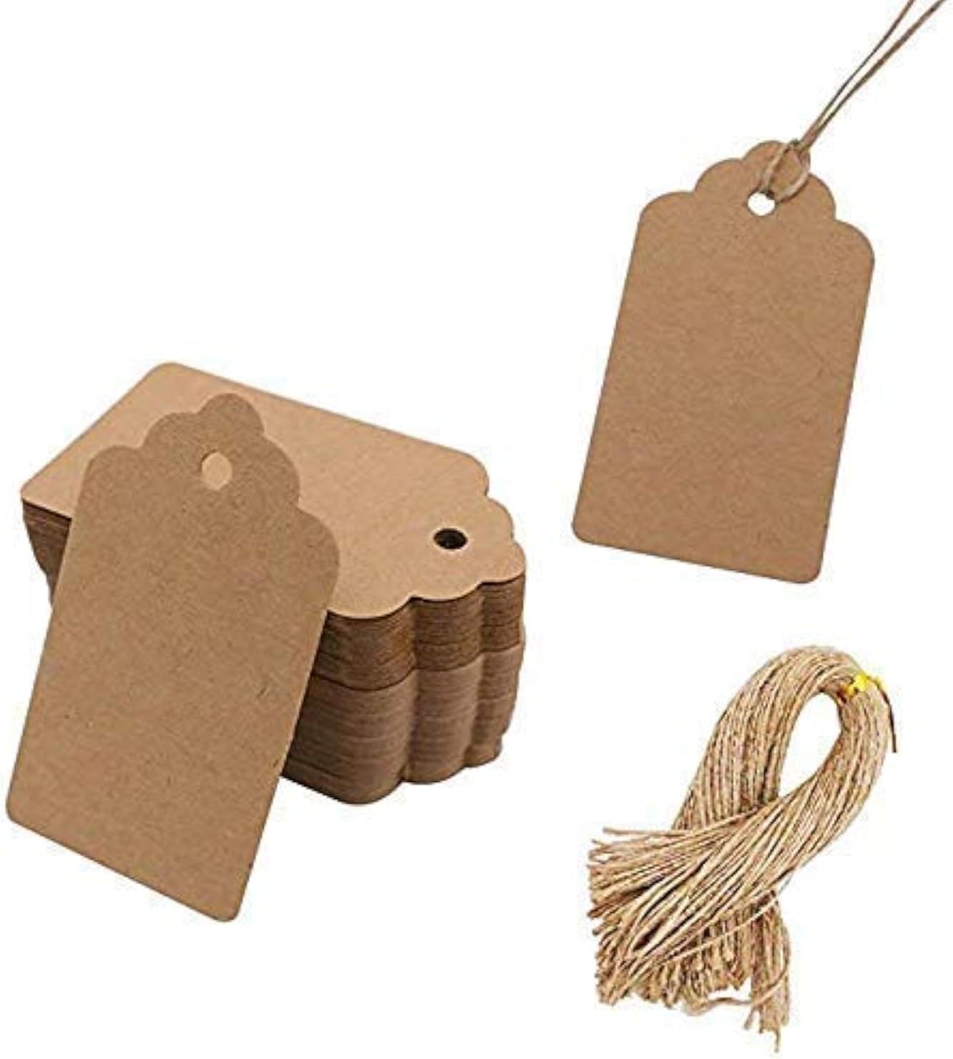 SallyFashion 100pcs Kraft Paper Gift Tags with String, Blank Gift Bags Tags Price Tags(Brown) SallyFashion 100pcs Kraft Paper Gift Tags with String, Blank Gift Bags Tags Price Tags(Brown)