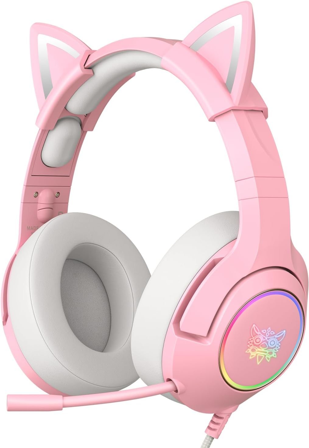 Cat Ear Gaming Cute Headset, Wired Over-Ear Headphones with Noise Cancelling Microphone, Surround Sound, LED Backlight for PS4, PS5, Xbox One(No Adapter), PC, Mobile Phone (Light Pink) Cat Ear Gaming Cute Headset, Wired Over-Ear Headphones with Noise Cancelling Microphone, Surround Sound, LED Backlight for PS4, PS5, Xbox One(No Adapter), PC, Mobile Phone (Light Pink)