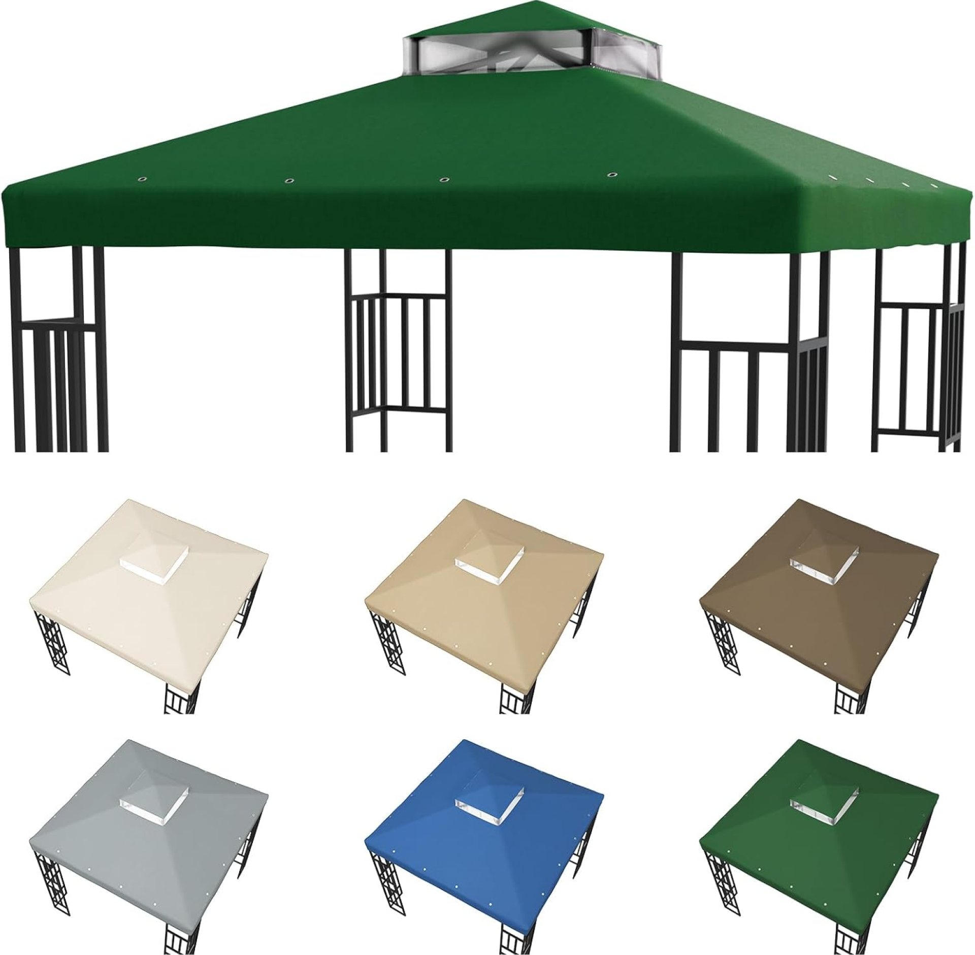 10 x 10 Gazebo Canopy Replacement Cover, Double Tiered Gazebo Canopy Replacement Top for Outdoor Patio Garden Canopy (Green) 10 x 10 Gazebo Canopy Replacement Cover, Double Tiered Gazebo Canopy Replacement Top for Outdoor Patio Garden Canopy (Green)