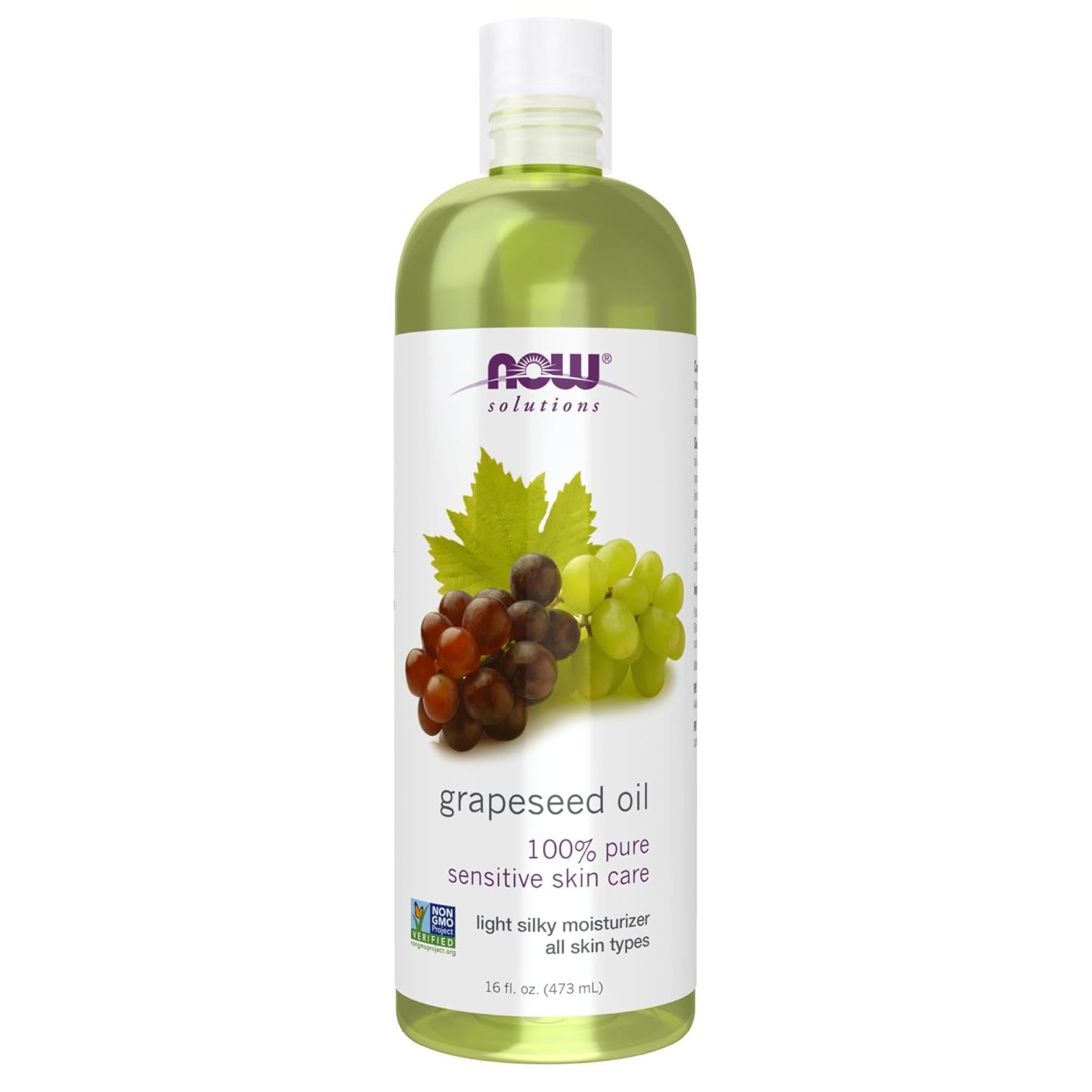 NOW Foods Solutions, Grapeseed Oil, Skin Care for Sensitive Skin, Light Silky Moisturizer for All Skin Types, 16-Ounce NOW Foods Solutions, Grapeseed Oil, Skin Care for Sensitive Skin, Light Silky Moisturizer for All Skin Types, 16-Ounce