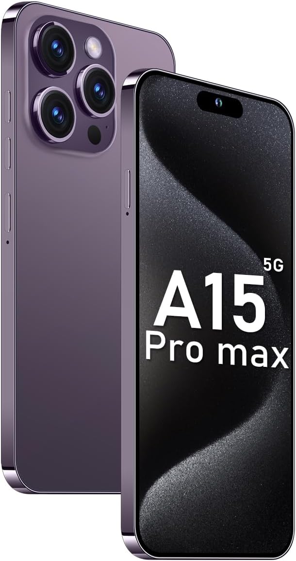 A15 Promax 5G Android Phone 2024 Android 13 Unlocked Cell Phones with 6.8″ FHD Screen Mobile Phones 50MP+24MP 6800 mAh DualSIM Face ID Snapdragon 8cen2(Purple) A15 Promax 5G Android Phone 2024 Android 13 Unlocked Cell Phones with 6.8″ FHD Screen Mobile Phones 50MP+24MP 6800 mAh DualSIM Face ID Snapdragon 8cen2(Purple)