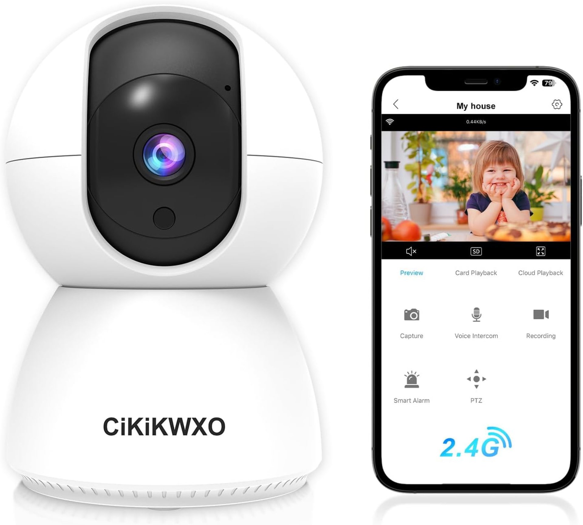 2.4G WiFi Security Camera Indoor, 2K Cameras for Home Security,355° Pan/Tilt Pet Camera,Compatible with Google Assistant & Alexa,Night Vision,2-Way Talk, Motion Detect,TF Card & Cloud Storage 2.4G WiFi Security Camera Indoor, 2K Cameras for Home Security,355° Pan/Tilt Pet Camera,Compatible with Google Assistant & Alexa,Night Vision,2-Way Talk, Motion Detect,TF Card & Cloud Storage