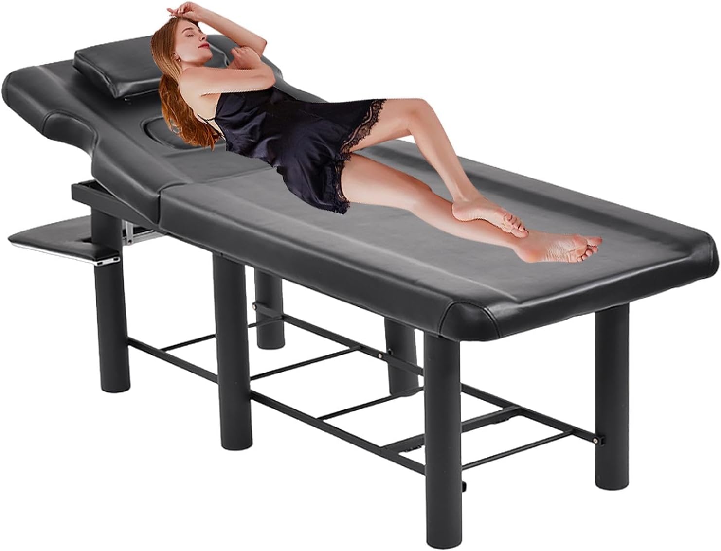 Adjustable Backrest Hydrotherapy Facial Bed, Stationary Massage Table, Heavy Duty Professional Stationary Massage Bed with Palm Rest, for Massage, Cosmetic, Hairdressing, Rehabilitation – Black Adjustable Backrest Hydrotherapy Facial Bed, Stationary Massage Table, Heavy Duty Professional Stationary Massage Bed with Palm Rest, for Massage, Cosmetic, Hairdressing, Rehabilitation – Black