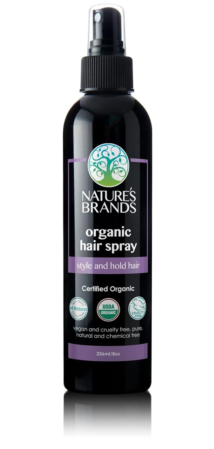 Hair Spray 8 Oz Bottle – USDA Organic Certified, Paraben-Free, Cruelty-Free and Vegan – With Natural Botanical Extracts – For All Hair Types by Nature’s Brands is Made In USA. Hair Spray 8 Oz Bottle – USDA Organic Certified, Paraben-Free, Cruelty-Free and Vegan – With Natural Botanical Extracts – For All Hair Types by Nature’s Brands is Made In USA.