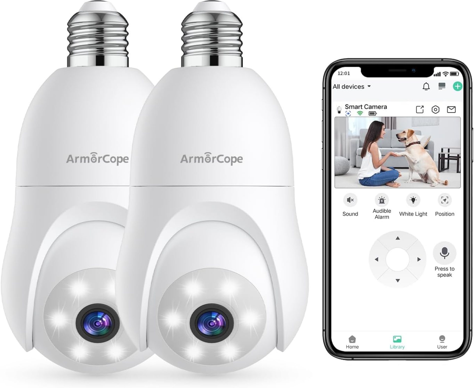 2K Light Bulb Security Camera 2.4GHz,360° Motion Tracking Wireless Security Camera Outside,Full-Color Night Vision Indoor/Outdoor Camera,SD&Cloud Storage,E27/E26 Light Socket (2 Pack) 2K Light Bulb Security Camera 2.4GHz,360° Motion Tracking Wireless Security Camera Outside,Full-Color Night Vision Indoor/Outdoor Camera,SD&Cloud Storage,E27/E26 Light Socket (2 Pack)