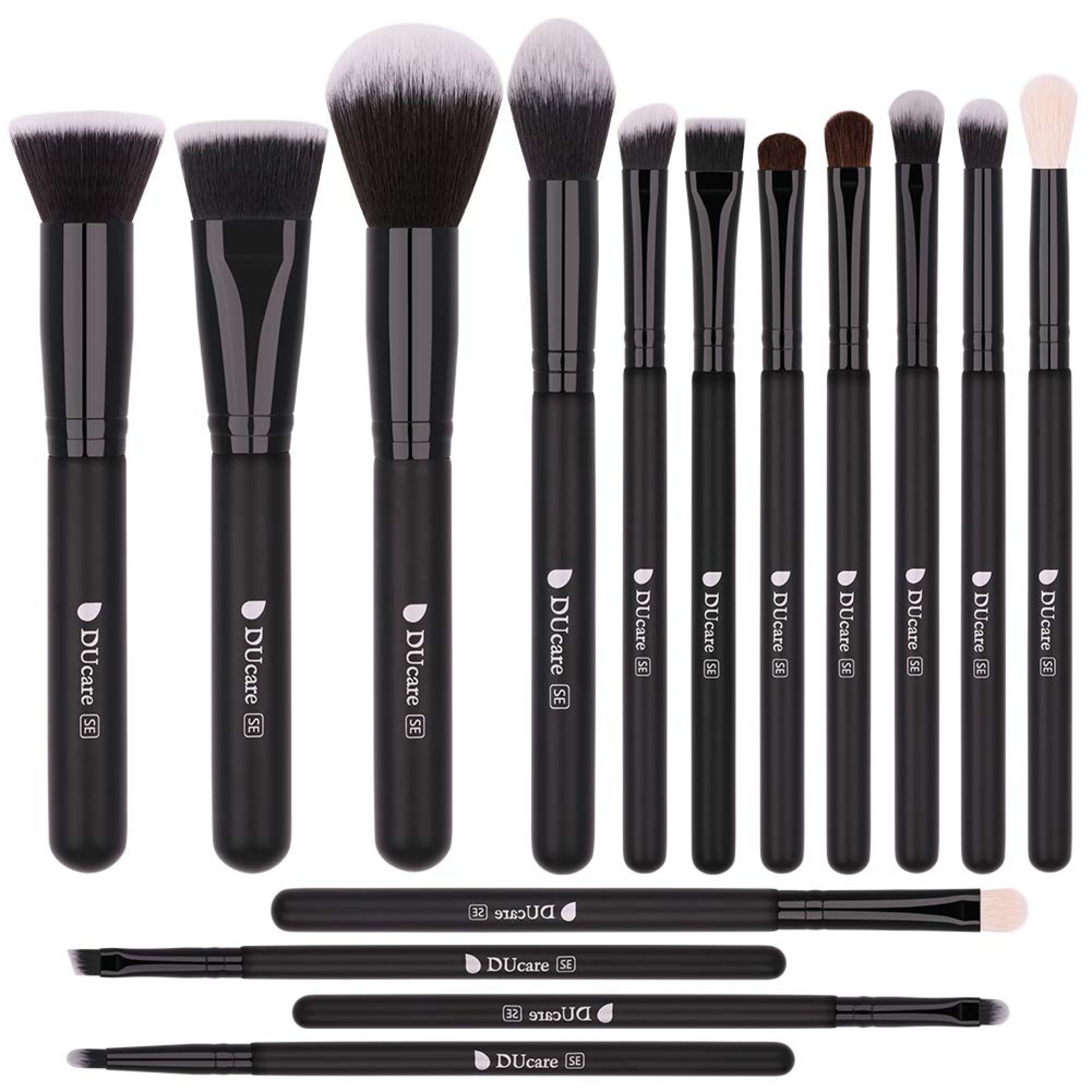 DUcare Makeup Brushes 15Pcs Premium Synthetic Kabuki Makeup Brush Set, Professional Foundation Concealers Powder Blush Blending Face Eye Shadows Black Brush Sets DUcare Makeup Brushes 15Pcs Premium Synthetic Kabuki Makeup Brush Set, Professional Foundation Concealers Powder Blush Blending Face Eye Shadows Black Brush Sets