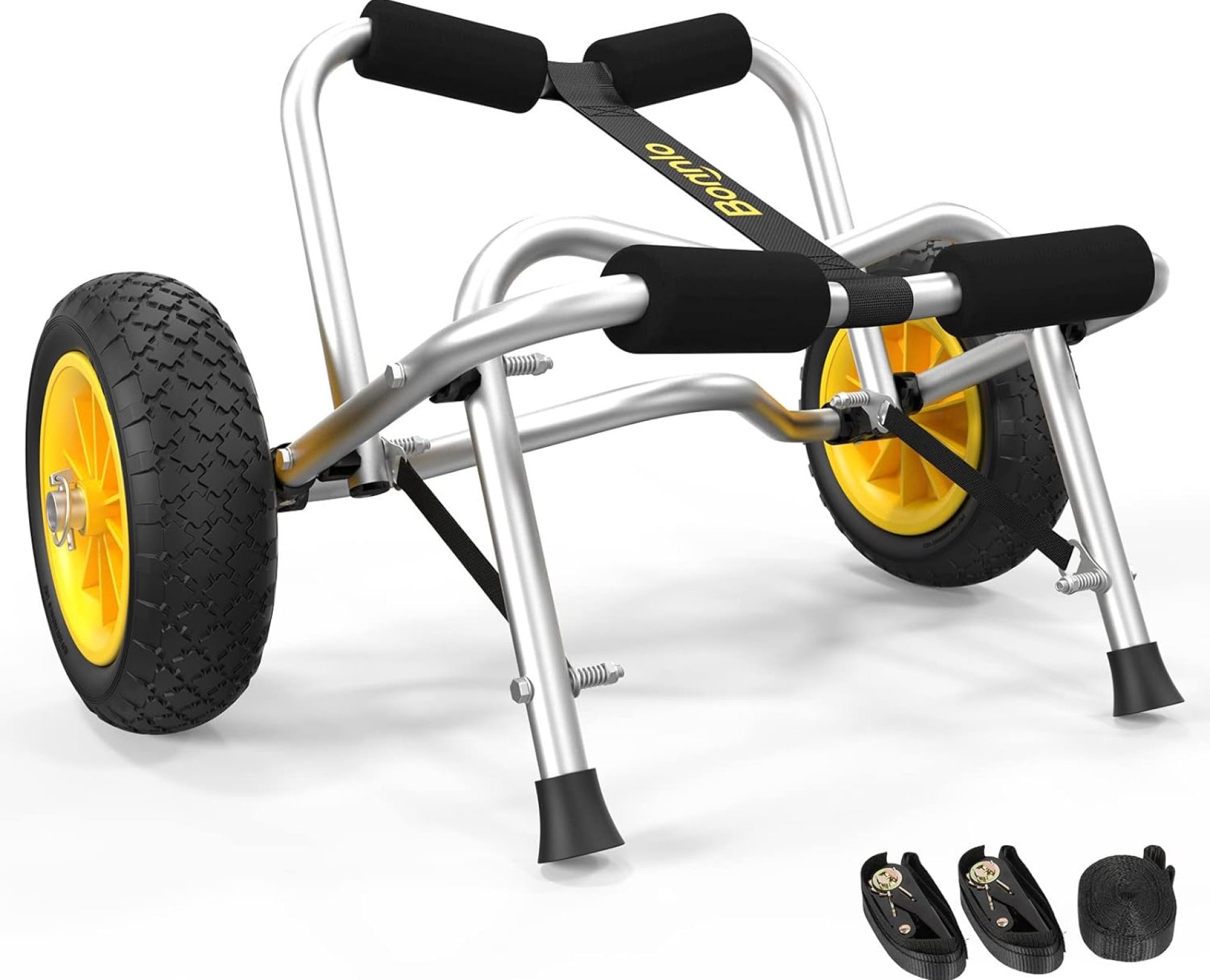 Bonnlo Kayak Cart Canoe Dolly Fishing Kayak Accessories Carrier Foldable Paddle Board Trolley Boat Trailer Transport with NO-Flat Airless Tires Wheels and 2 Ratchet Straps Bonnlo Kayak Cart Canoe Dolly Fishing Kayak Accessories Carrier Foldable Paddle Board Trolley Boat Trailer Transport with NO-Flat Airless Tires Wheels and 2 Ratchet Straps