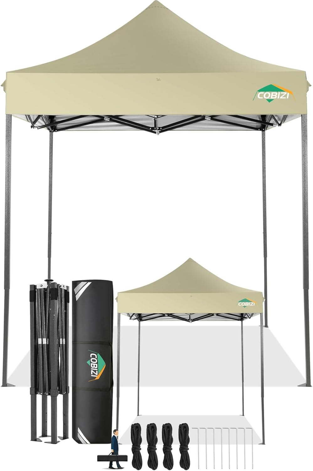 COBIZI 6.6×6.6 Pop Up Canopy Without Sidewall,Heavy Duty Canopy UPF 50+ All Season Wind Waterproof Commercial Outdoor Party Tents for Parties Canopy Gazebo with Storage Bag(6.6 x 6.6 ft Khaki) COBIZI 6.6×6.6 Pop Up Canopy Without Sidewall,Heavy Duty Canopy UPF 50+ All Season Wind Waterproof Commercial Outdoor Party Tents for Parties Canopy Gazebo with Storage Bag(6.6 x 6.6 ft Khaki)