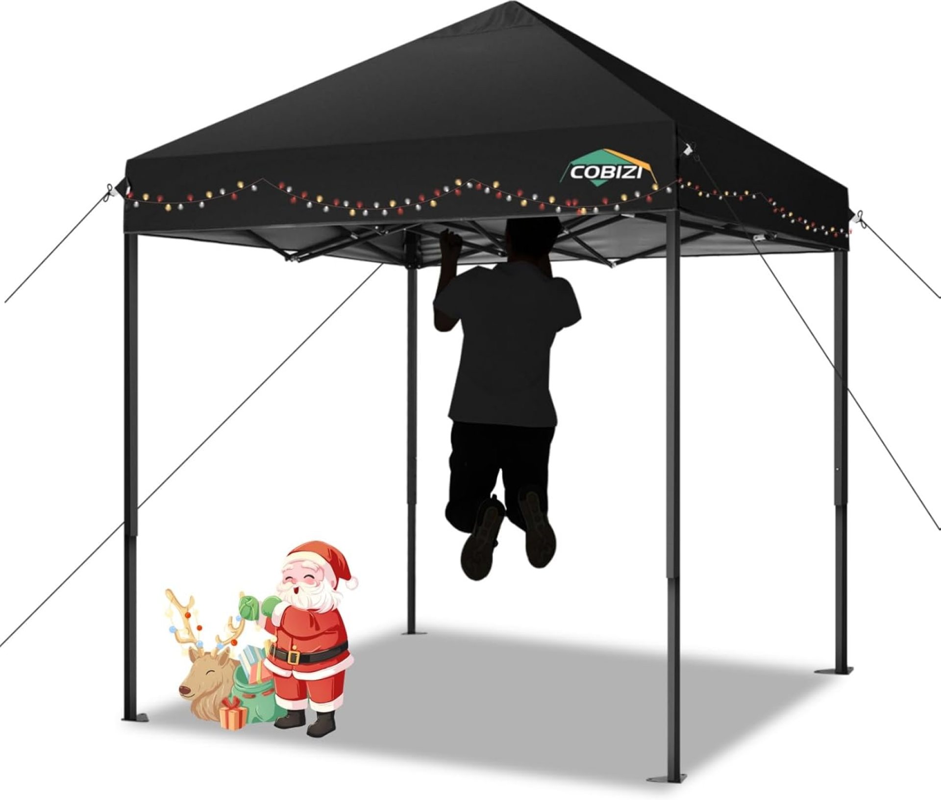 COBIZI 6.6×6.6ft Pop Up Canopy Tent, Heavy Duty Canopy Easy Set up All Weather Waterproof Outdoor Canopy Tent for Parties, Beach, Garden, Camping with 1 Handbag, 3 Adjustable Heights, UPF50+, Black COBIZI 6.6×6.6ft Pop Up Canopy Tent, Heavy Duty Canopy Easy Set up All Weather Waterproof Outdoor Canopy Tent for Parties, Beach, Garden, Camping with 1 Handbag, 3 Adjustable Heights, UPF50+, Black