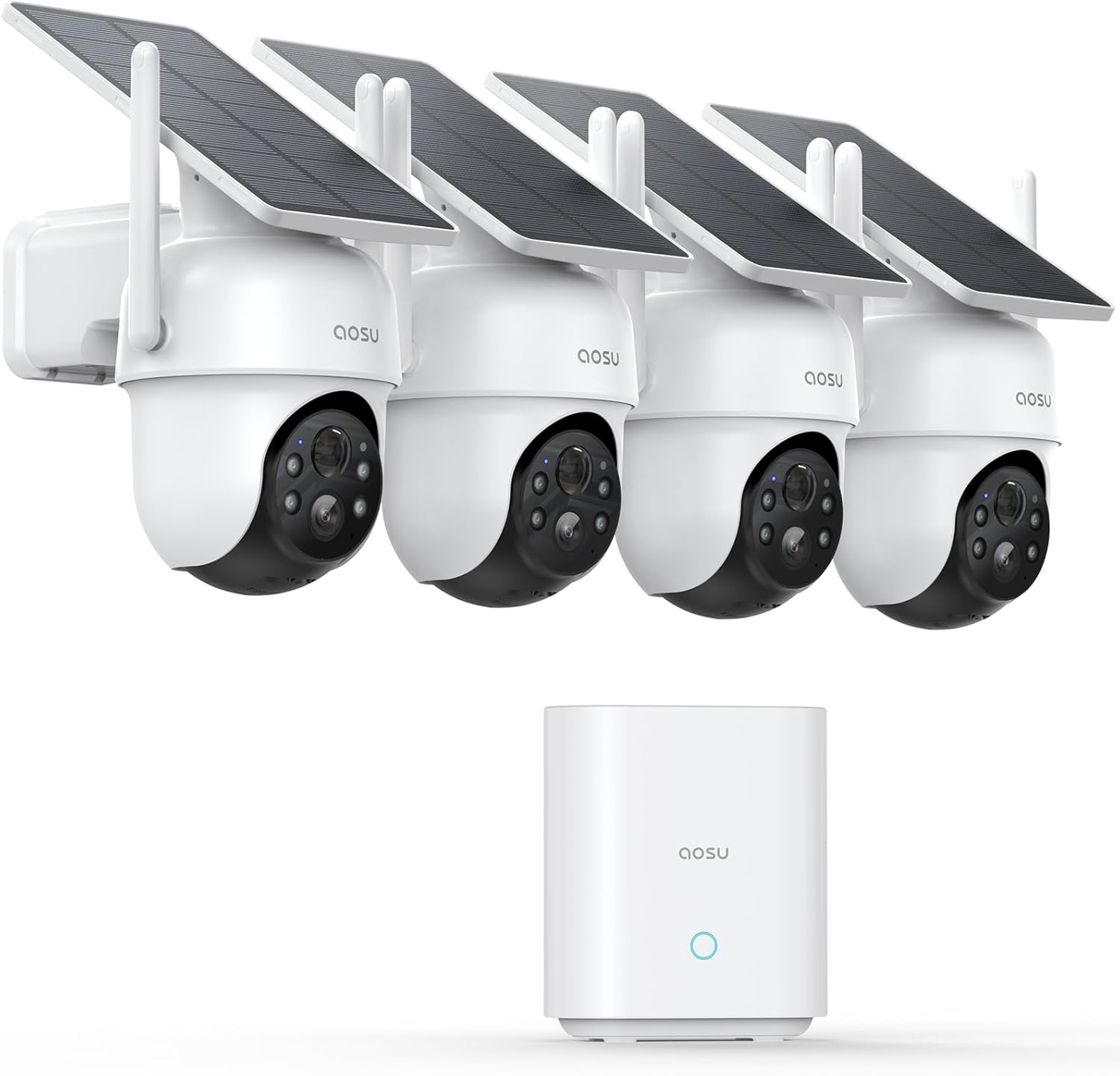 AOSU Security Cameras Outdoor Wireless, 4 Cam-Kit, No Subscription, Solar-Powered, Home Security Cameras System with 360° Pan & Tilt, Auto Tracking, 2K Color Night Vision, Easy Setup, 5G & 2.4G WiFi AOSU Security Cameras Outdoor Wireless, 4 Cam-Kit, No Subscription, Solar-Powered, Home Security Cameras System with 360° Pan & Tilt, Auto Tracking, 2K Color Night Vision, Easy Setup, 5G & 2.4G WiFi