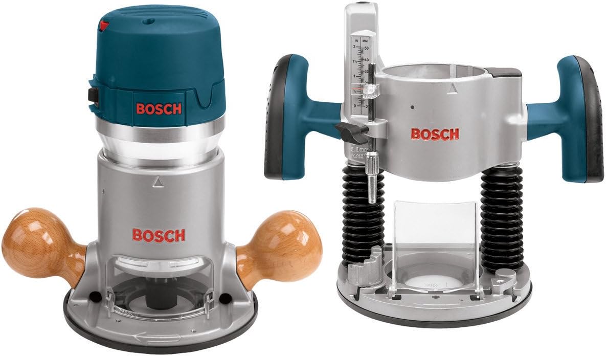 BOSCH 1617EVSPK Wood 12 Amp Router Tool Combo Kit – 2.25 Horsepower Plunge Router & Fixed Base with a Variable Speed Motor BOSCH 1617EVSPK Wood 12 Amp Router Tool Combo Kit – 2.25 Horsepower Plunge Router & Fixed Base with a Variable Speed Motor