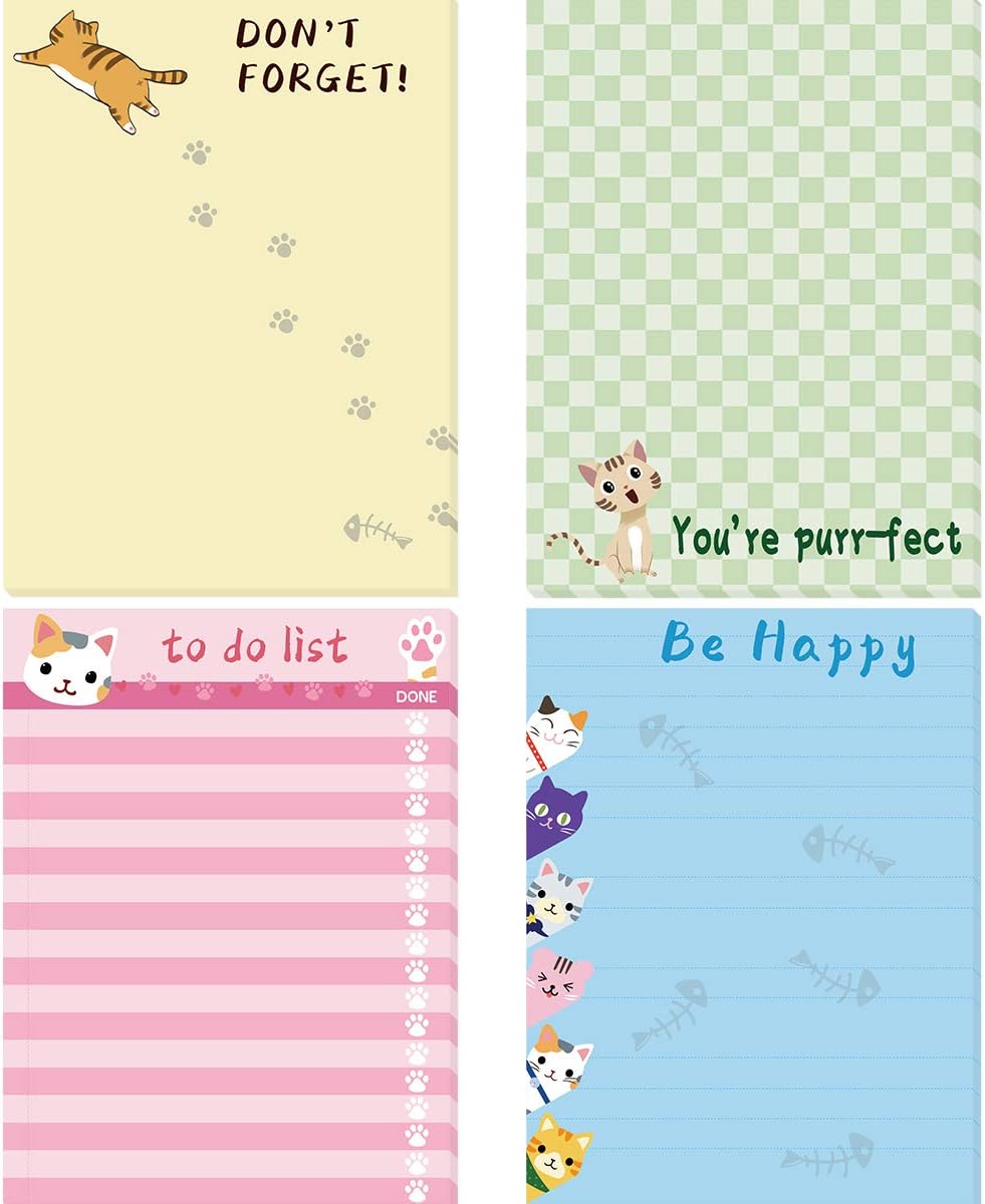 Cats Memo Pads 4 Pack Cute Animal Notepads for Office Home Gifts School Supply to Do List Cats Memo Pads 4 Pack Cute Animal Notepads for Office Home Gifts School Supply to Do List