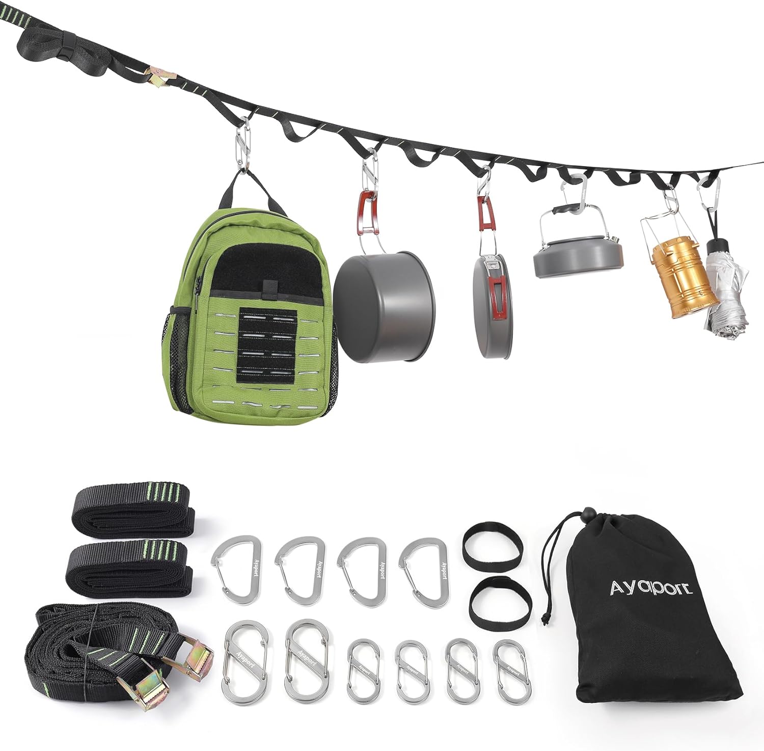 Ayaport Campsite Storage Strap Tent Camping Stuff Tree Hanging Organizer with 10 Hooks & 20 Loops, Must Have Camping Gear Kitchen Hammock Strap Tent Accessories Ayaport Campsite Storage Strap Tent Camping Stuff Tree Hanging Organizer with 10 Hooks & 20 Loops, Must Have Camping Gear Kitchen Hammock Strap Tent Accessories