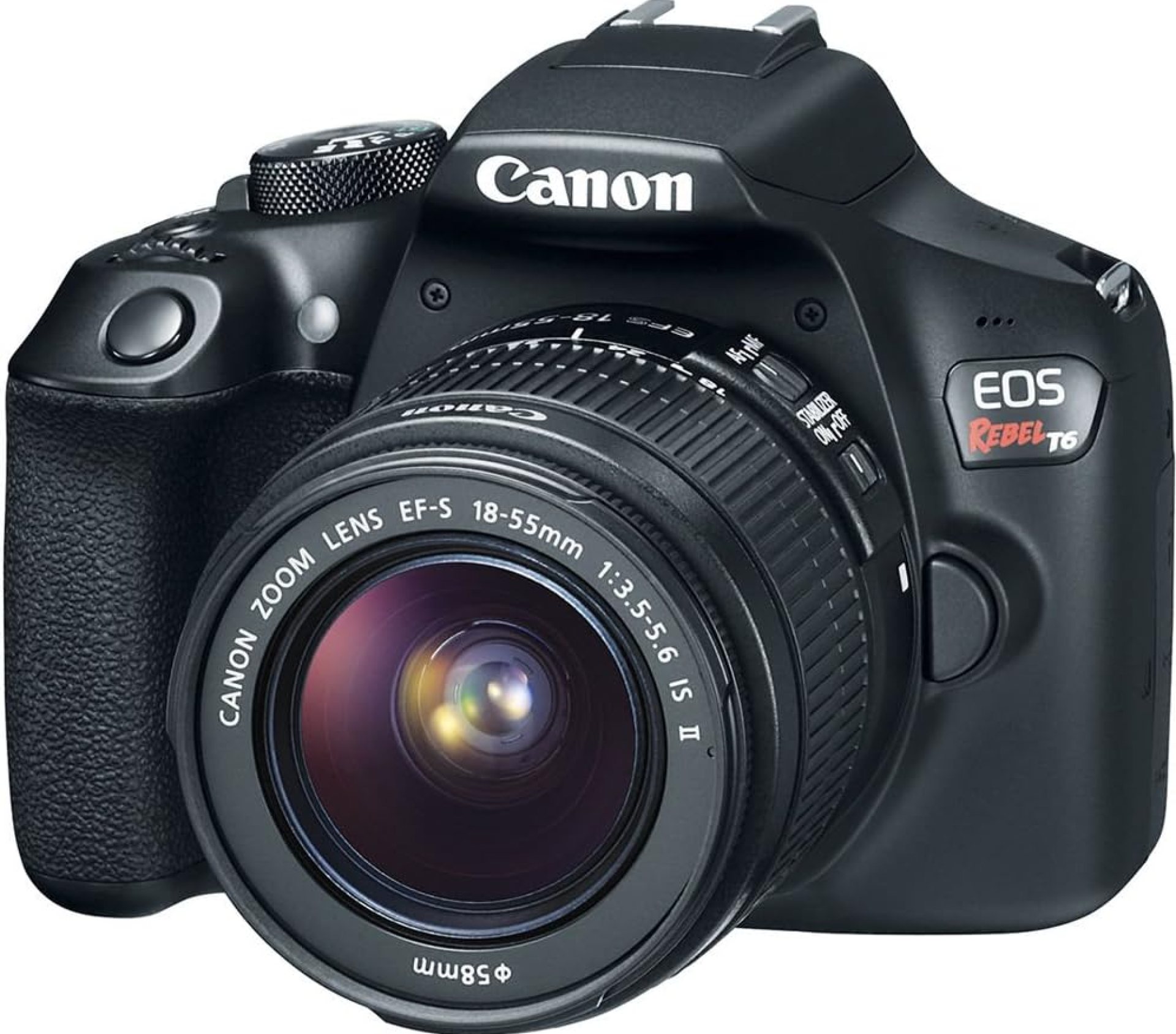 Canon EOS Rebel T6 Digital SLR Camera Kit with EF-S 18-55mm f/3.5-5.6 is II Lens, Built-in WiFi and NFC – Black (Renewed) Canon EOS Rebel T6 Digital SLR Camera Kit with EF-S 18-55mm f/3.5-5.6 is II Lens, Built-in WiFi and NFC – Black (Renewed)