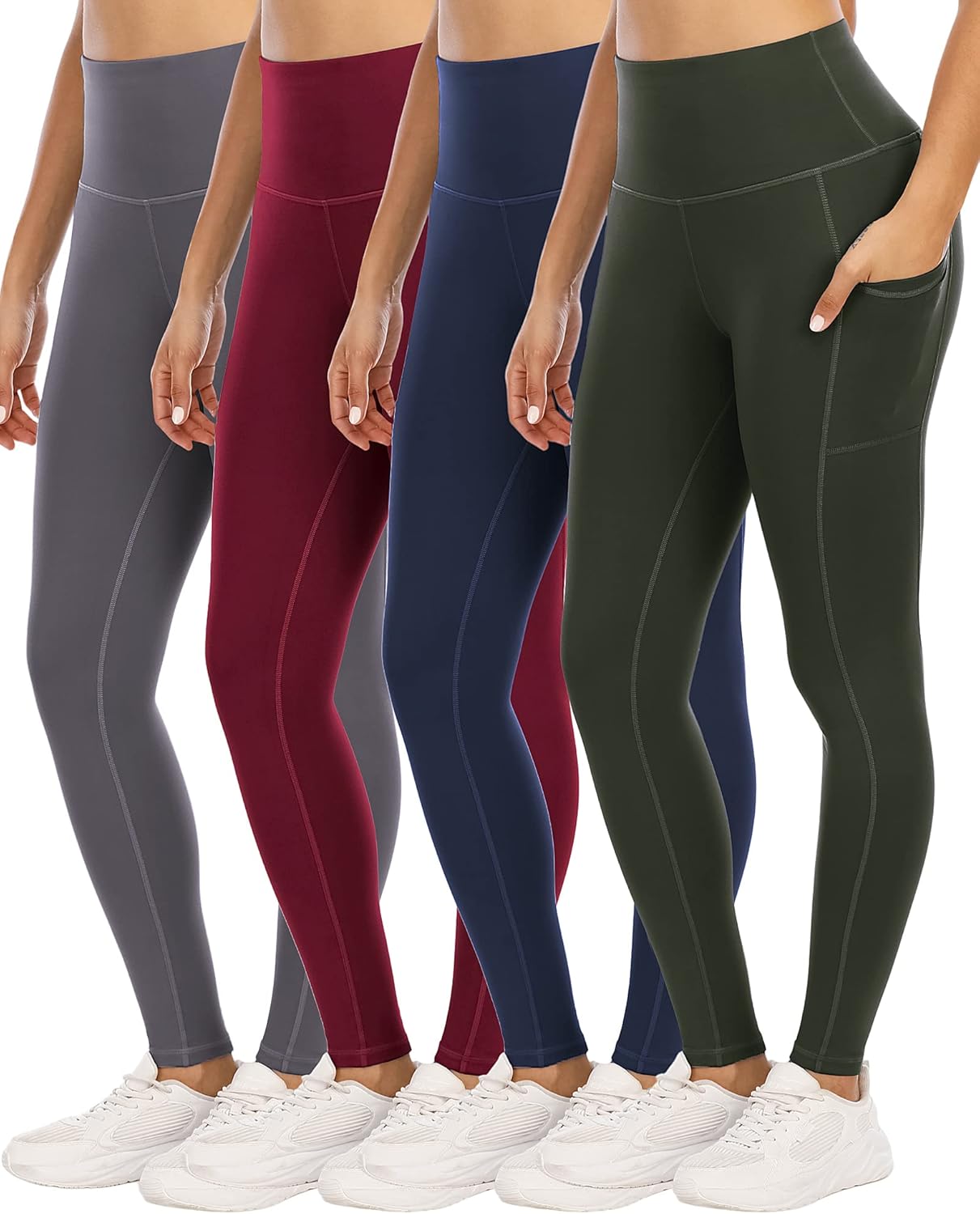 4 Pack Leggings with Pockets for Women,High Waist Tummy Control Workout Yoga Pants 4 Pack Leggings with Pockets for Women,High Waist Tummy Control Workout Yoga Pants