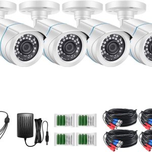 ZOSI 4 Pack 2MP 1080p HD-TVI Home Security Camera 1920TVL,80ft Night Vision, Weatherproof Outside Outdoor Indoor Surveillance CCTV Bullet Camera (Renewed)