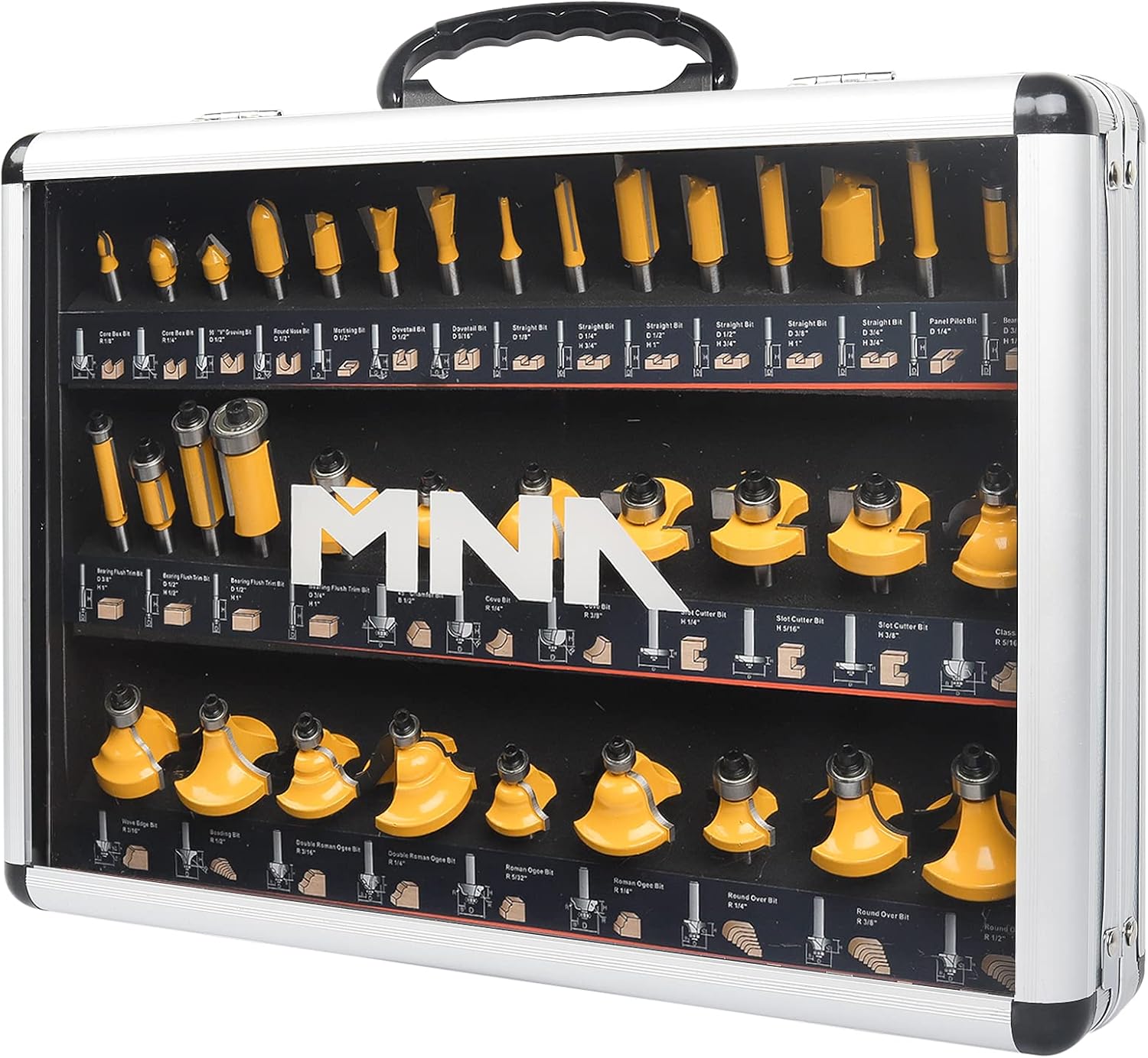 MNA Router Bits 35 Pcs Set, 35 Pieces 1/4 Inch Shank Router Bit Kit. American Router Bit Set Complete Set. MNA Router Bits 35 Pcs Set, 35 Pieces 1/4 Inch Shank Router Bit Kit. American Router Bit Set Complete Set.