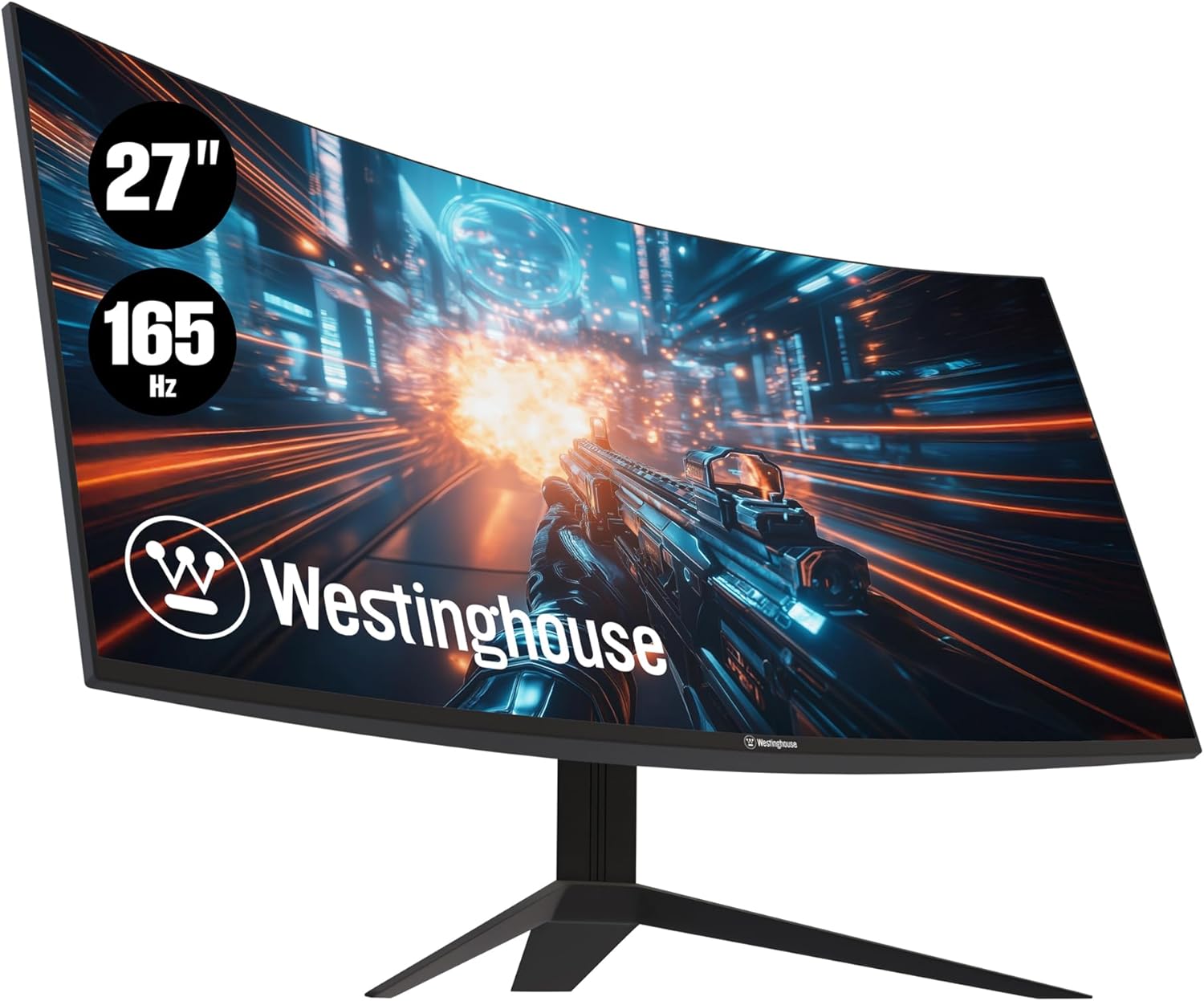 Westinghouse 27 Inch Curved Full HD Gaming Monitor, 165Hz, AMD FreeSync Support, Low Motion Blur, 1500R Curve, 1920 x 1080, for PC Gaming with Built in Speakers, DisplayPort, 2X HDMI Westinghouse 27 Inch Curved Full HD Gaming Monitor, 165Hz, AMD FreeSync Support, Low Motion Blur, 1500R Curve, 1920 x 1080, for PC Gaming with Built in Speakers, DisplayPort, 2X HDMI