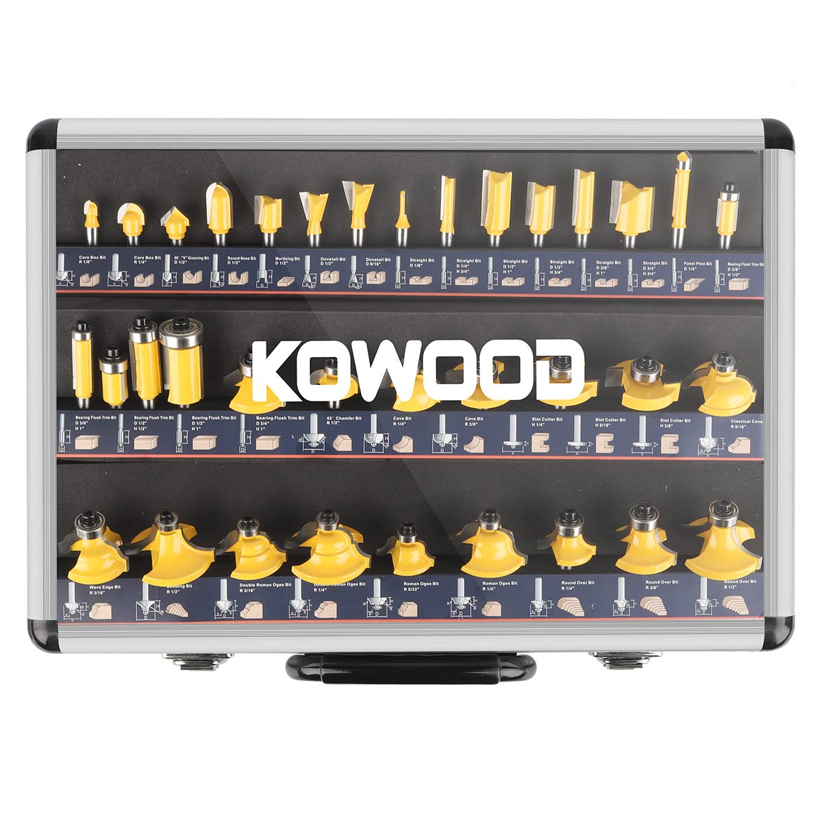 KOWOOD Router Bits Sets of 35B Pieces 1/4 Inch T Shape Wood Milling Cutter KOWOOD Router Bits Sets of 35B Pieces 1/4 Inch T Shape Wood Milling Cutter