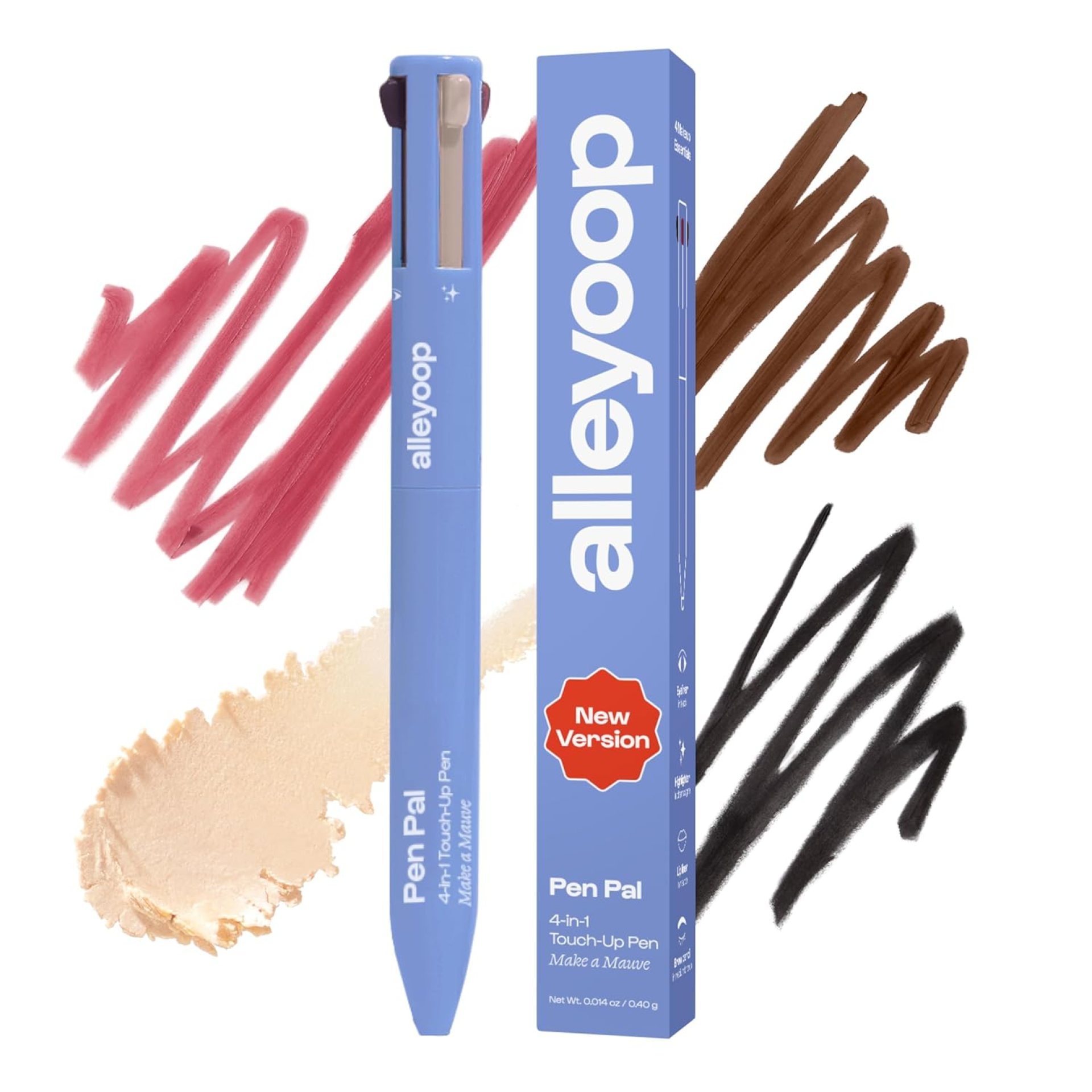 Alleyoop Pen Pal Touch-Up 4-in-1 Makeup Pen, Make A Mauve (Light – Medium) – Travel Make Up Set with Eyeliner, Brow Pencil, Highlighter & Lip Liner – High-Pigment Formula, Easy & Smooth Application Alleyoop Pen Pal Touch-Up 4-in-1 Makeup Pen, Make A Mauve (Light – Medium) – Travel Make Up Set with Eyeliner, Brow Pencil, Highlighter & Lip Liner – High-Pigment Formula, Easy & Smooth Application