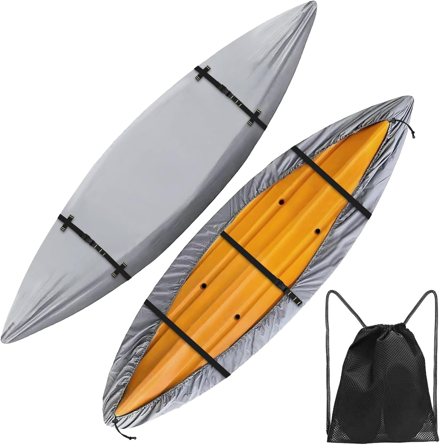 600D Kayak Cover,Heavy Duty Tear Resistant Canoe Cover, Waterproof & UV-Proof Trailerable Kayak Covers for Outdoor and Indoor Storage(Fits 12.3-13.5ft Gray 600D Kayak Cover,Heavy Duty Tear Resistant Canoe Cover, Waterproof & UV-Proof Trailerable Kayak Covers for Outdoor and Indoor Storage(Fits 12.3-13.5ft Gray