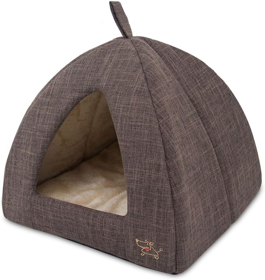 Pet Tent-Soft Bed for Dog and Cat by Best Pet Supplies – Brown Linen, 16″ x 16″ x H:14″ Pet Tent-Soft Bed for Dog and Cat by Best Pet Supplies – Brown Linen, 16″ x 16″ x H:14″