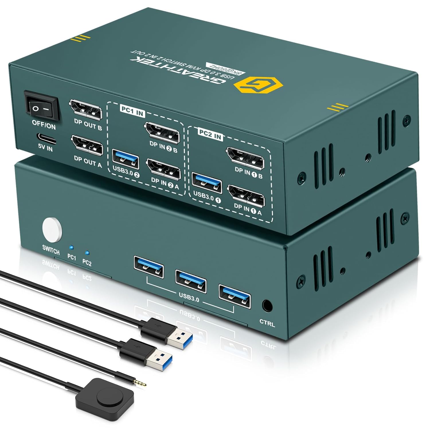 8K@60Hz Displayport KVM Switch 2 Monitors 2 Computers USB 3.0, 4K@240Hz KVM Switch Displayport with 3 USB 3.0 Ports Sharing Keyboard and Mouse, Printer/Scanner, Desktop Controller 8K@60Hz Displayport KVM Switch 2 Monitors 2 Computers USB 3.0, 4K@240Hz KVM Switch Displayport with 3 USB 3.0 Ports Sharing Keyboard and Mouse, Printer/Scanner, Desktop Controller