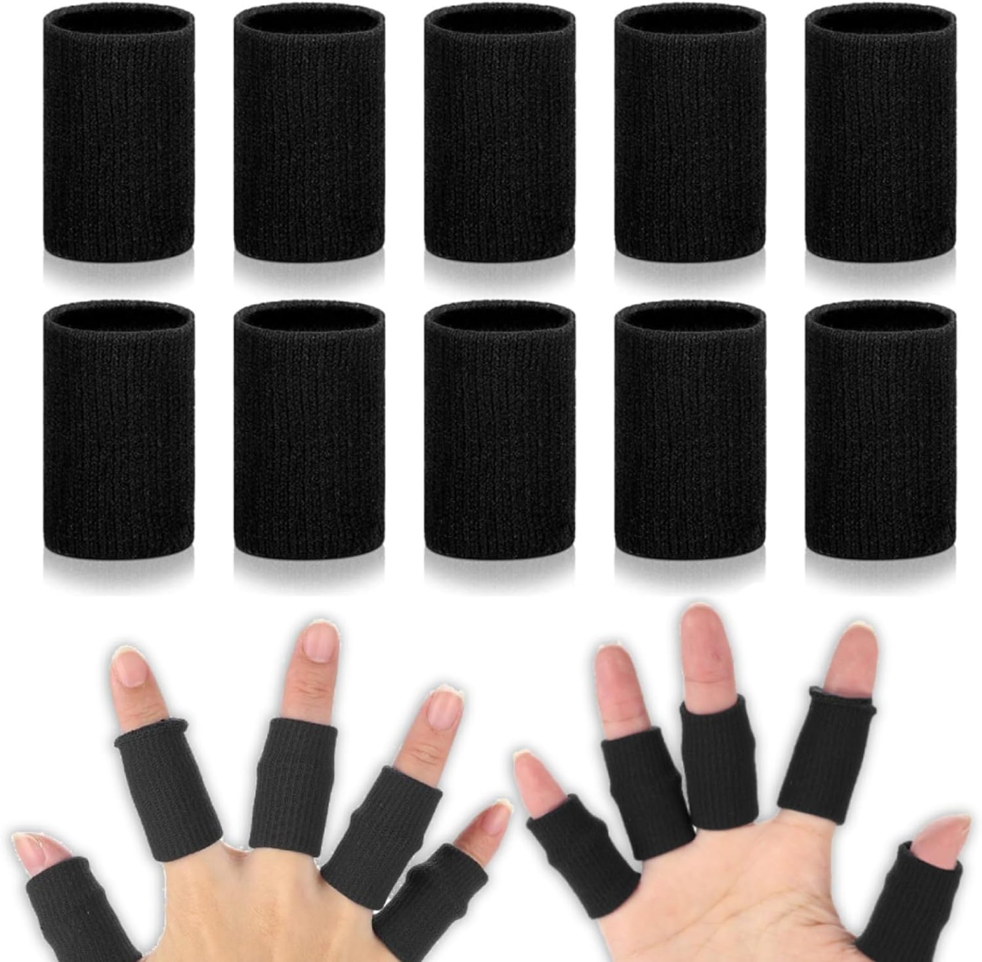 10Pcs Finger Protector Sleeve, Stretchy Flexible Finger Protector Sports Aid Arthritis Band Wraps Basketball Sports Aid Arthritis for Fitness Enthusiasts Ball Game Enthusiasts(Black) 10Pcs Finger Protector Sleeve, Stretchy Flexible Finger Protector Sports Aid Arthritis Band Wraps Basketball Sports Aid Arthritis for Fitness Enthusiasts Ball Game Enthusiasts(Black)