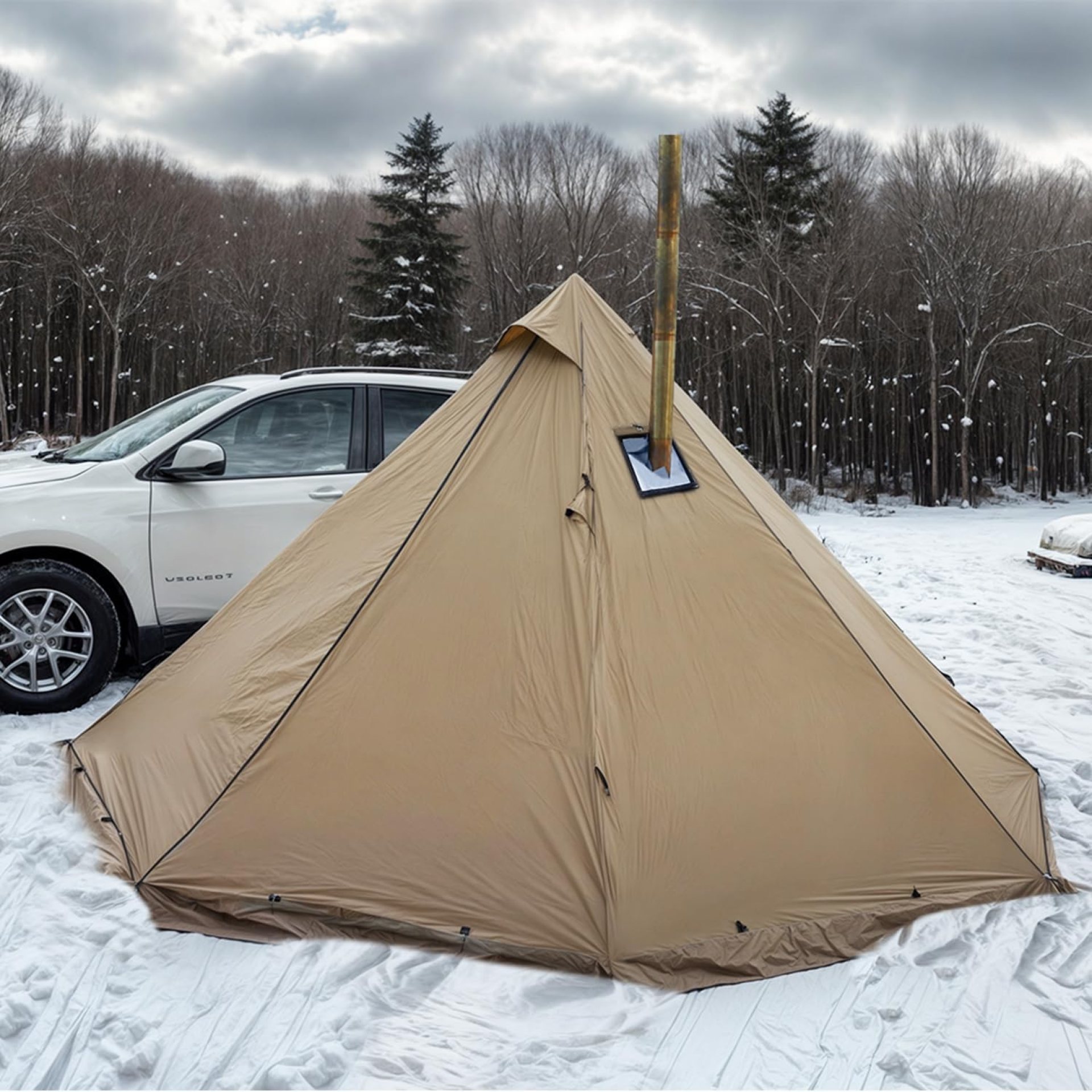 Camping Hot Tent with Wood Stove Jack Winter Teepee Tent 4 Season Backpacking Tent for Survival Hunting Military Fishing Camping Hot Tent with Wood Stove Jack Winter Teepee Tent 4 Season Backpacking Tent for Survival Hunting Military Fishing