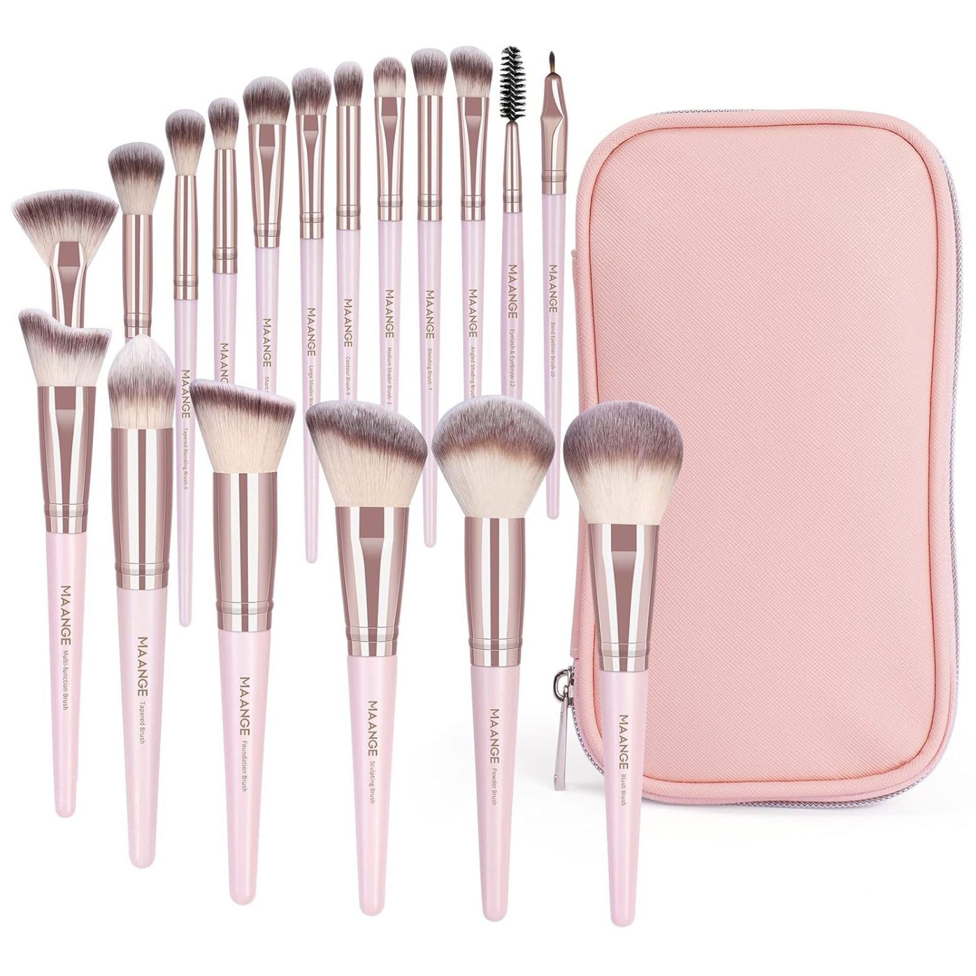 Makeup Brushes, 18 Pcs Professional Premium Synthetic Makeup Brush Set with Case, Foundation Kabuki Eye Travel Make up Brushes sets (Pink Gold) Makeup Brushes, 18 Pcs Professional Premium Synthetic Makeup Brush Set with Case, Foundation Kabuki Eye Travel Make up Brushes sets (Pink Gold)